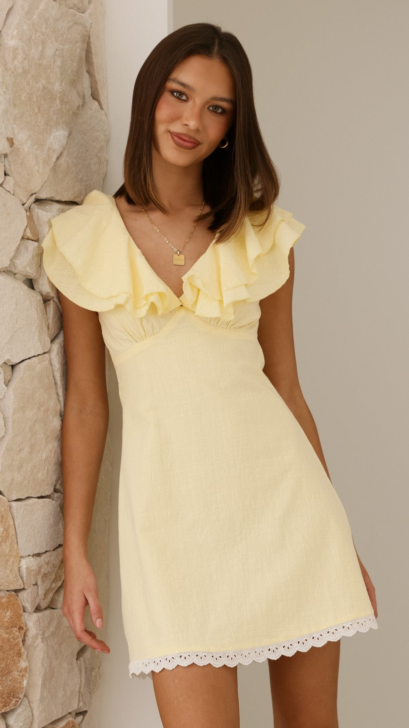 Hattie Mini Dress - Yellow - Billy J