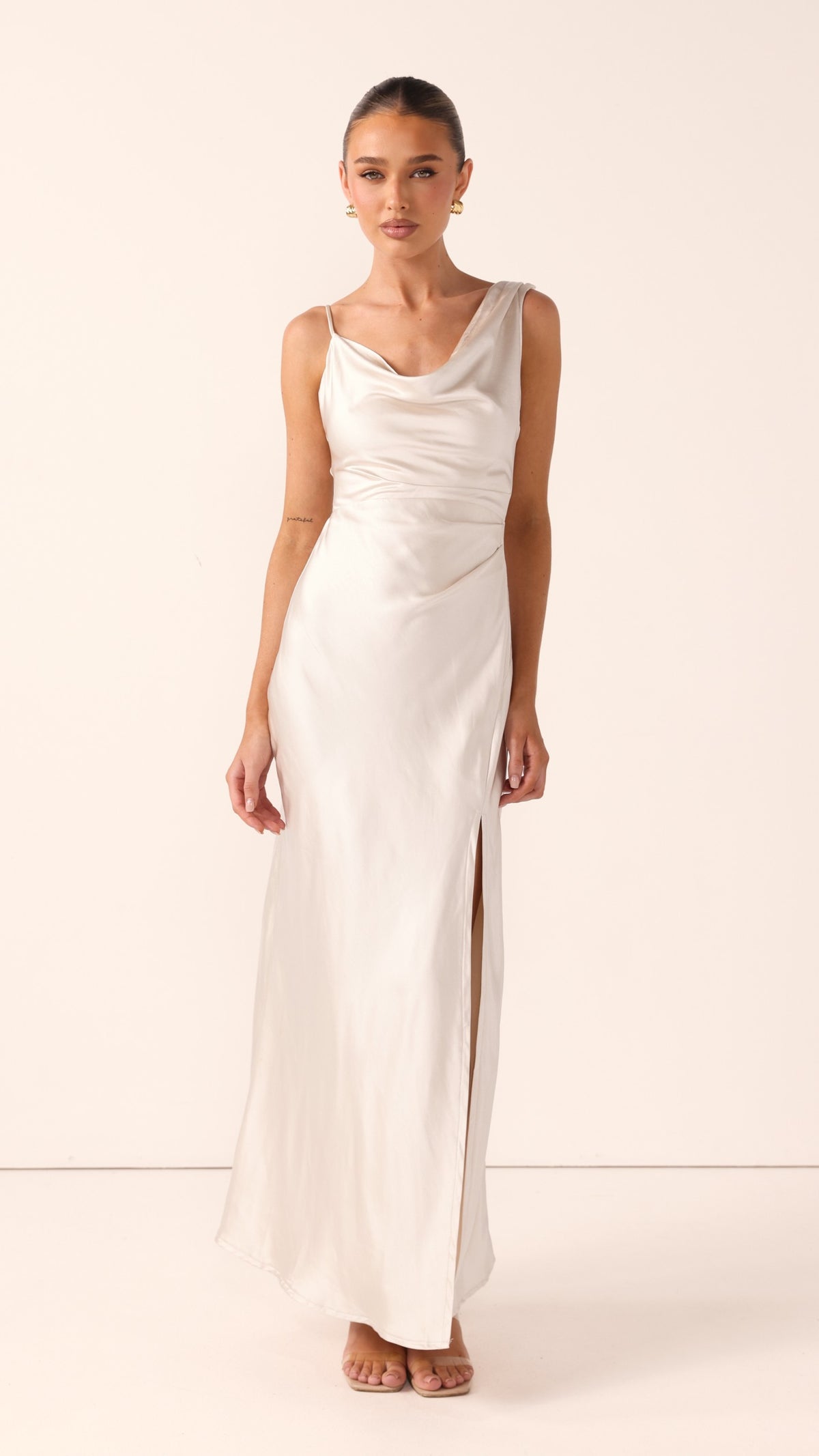 Iris Asymmetrical Maxi Dress - Champagne - Billy J