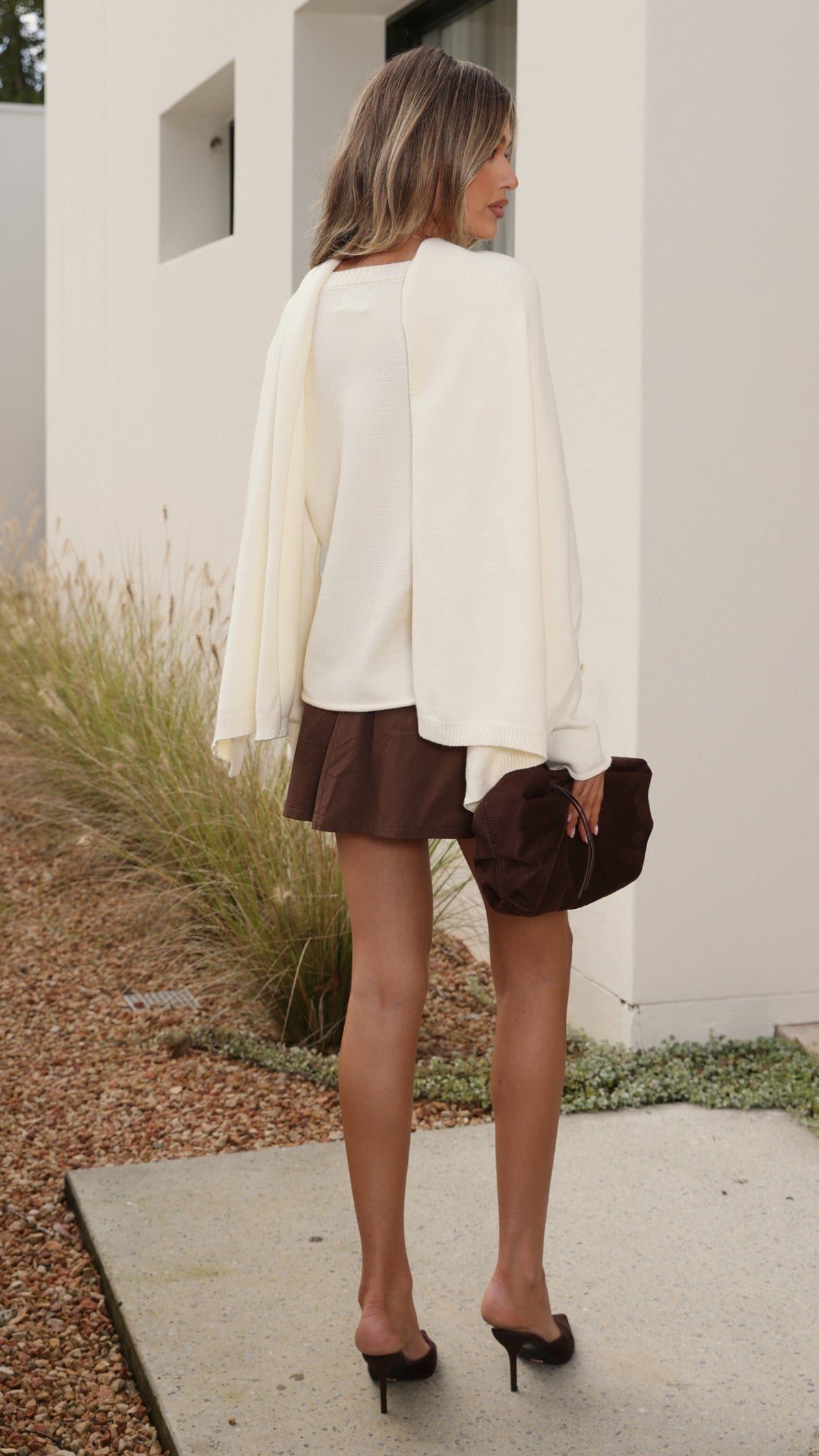 Jazmine Knitted Sweater and Scarf - Cream - Billy J