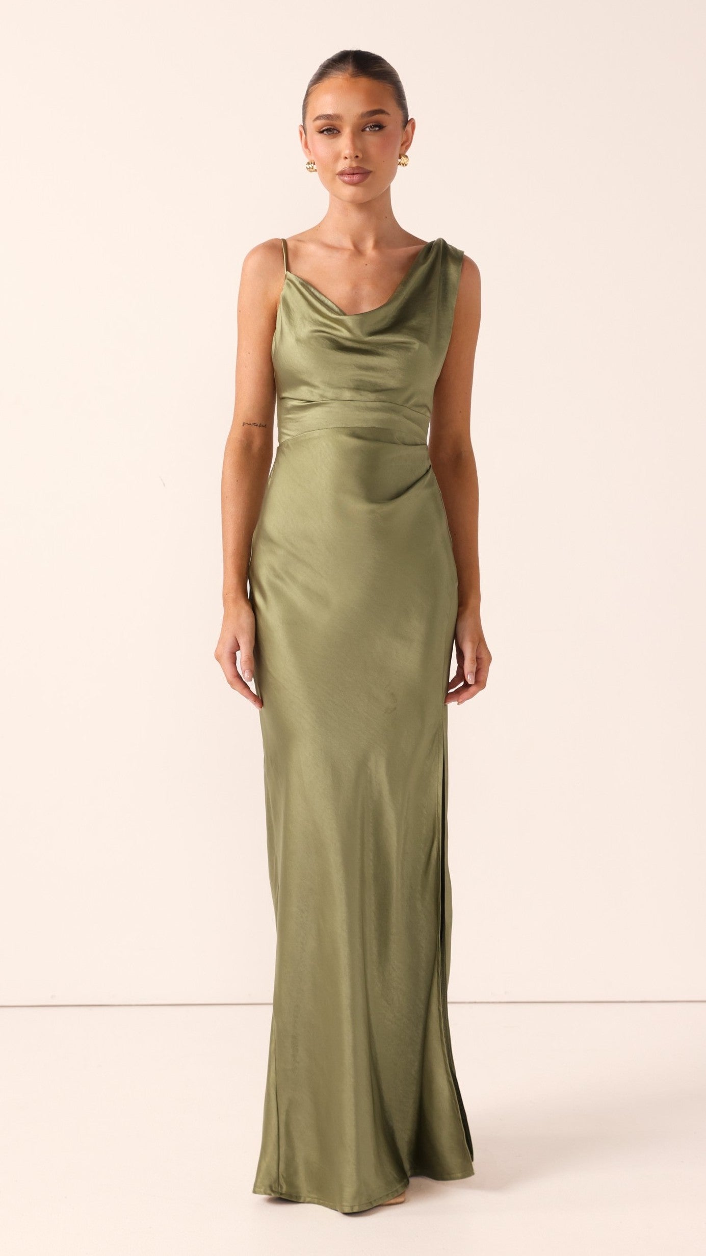 Iris Asymmetrical Maxi Dress - Olive - Billy J