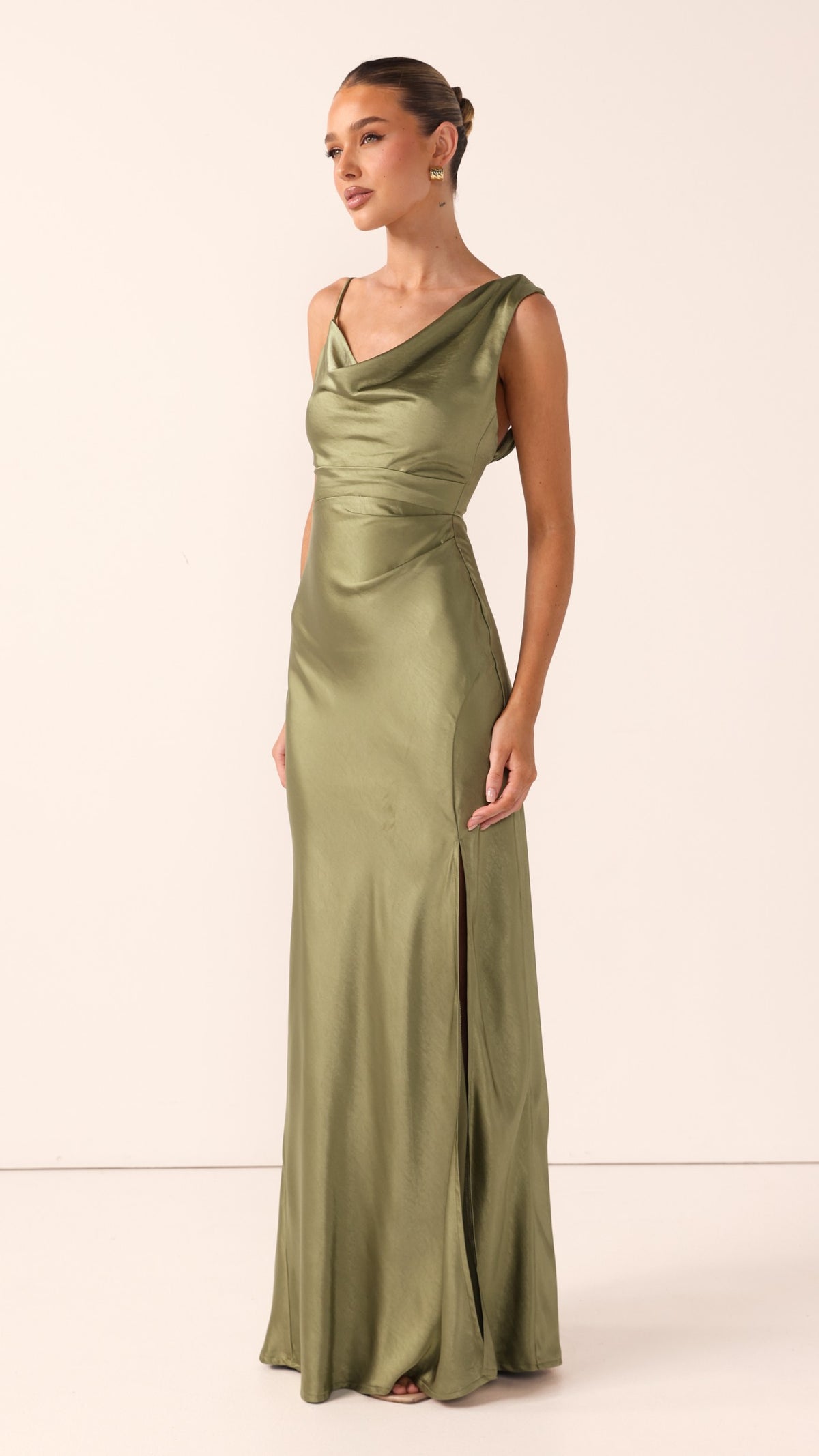 Iris Asymmetrical Maxi Dress - Olive - Billy J