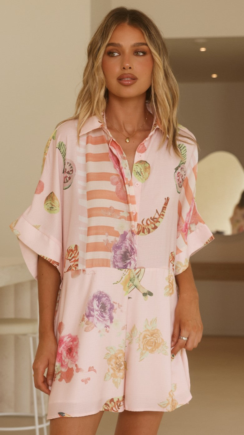 Carmen Playsuit - Pink Floral - Billy J