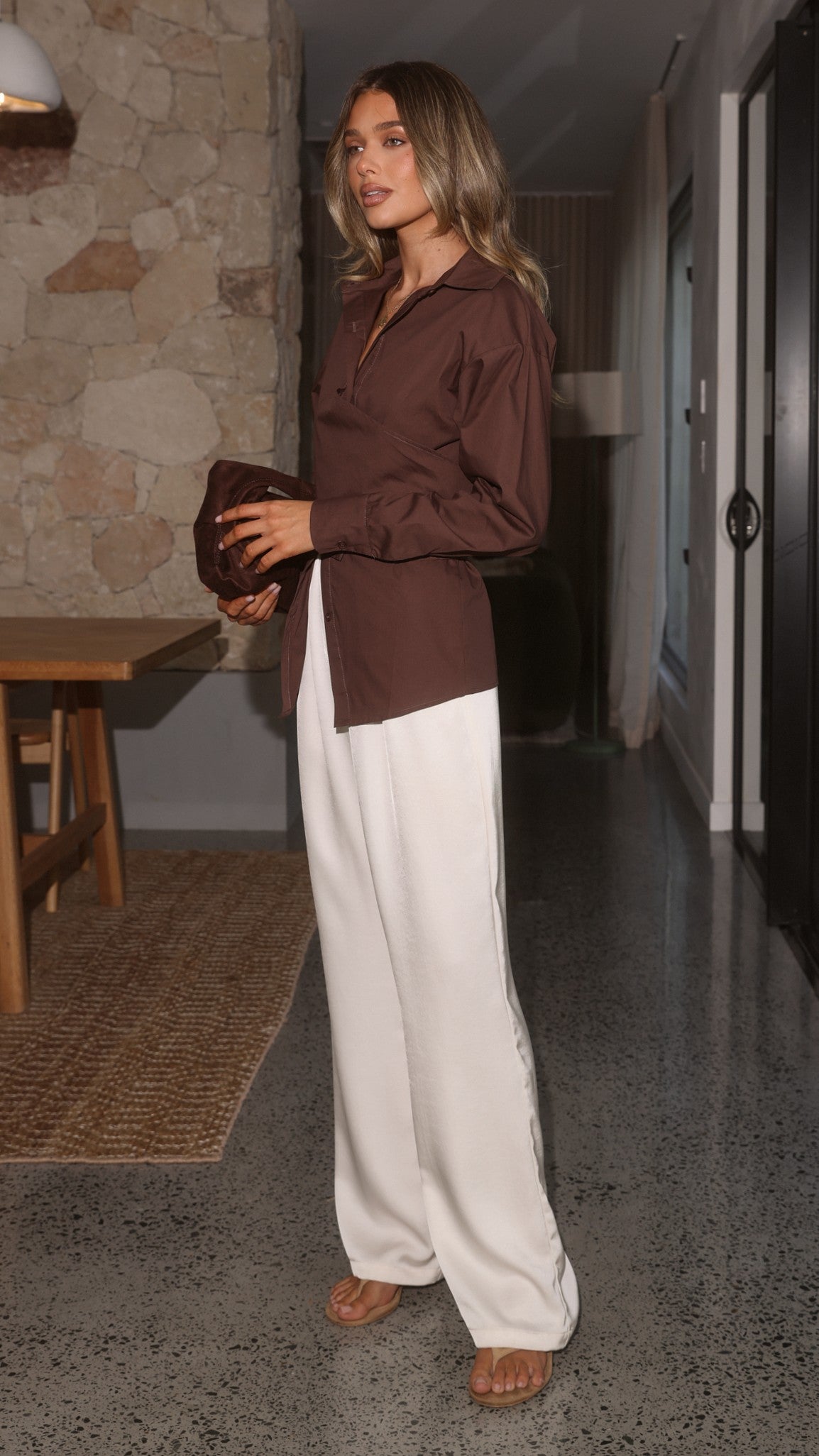 Ayla Long Sleeve Top - Chocolate - Billy J