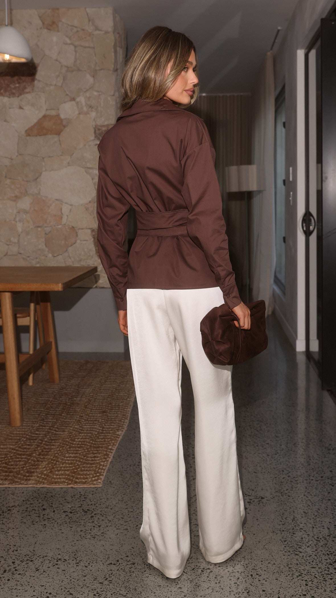 Ayla Long Sleeve Top - Chocolate - Billy J