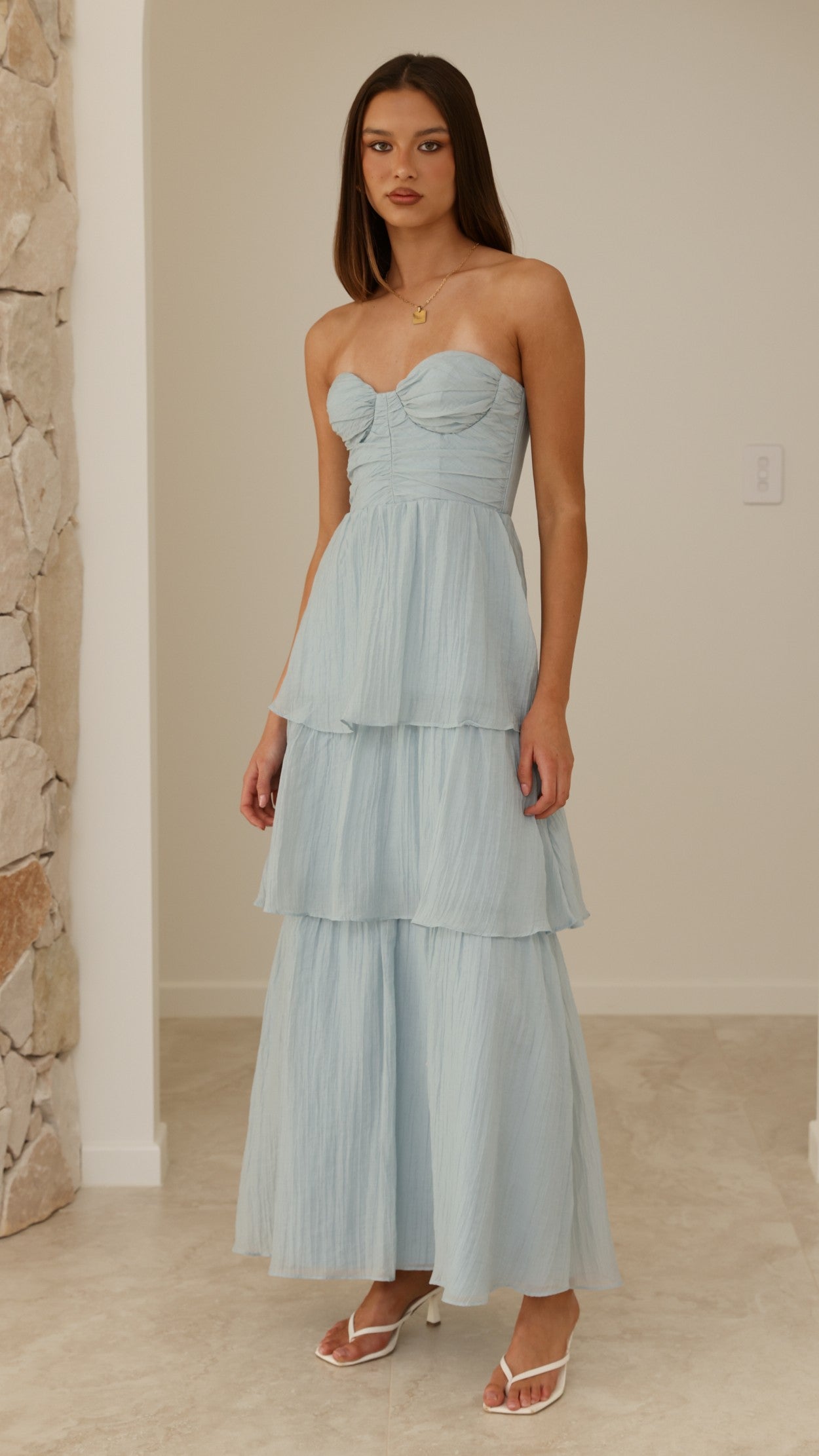 Florence Strapless Maxi Dress - Blue - Billy J