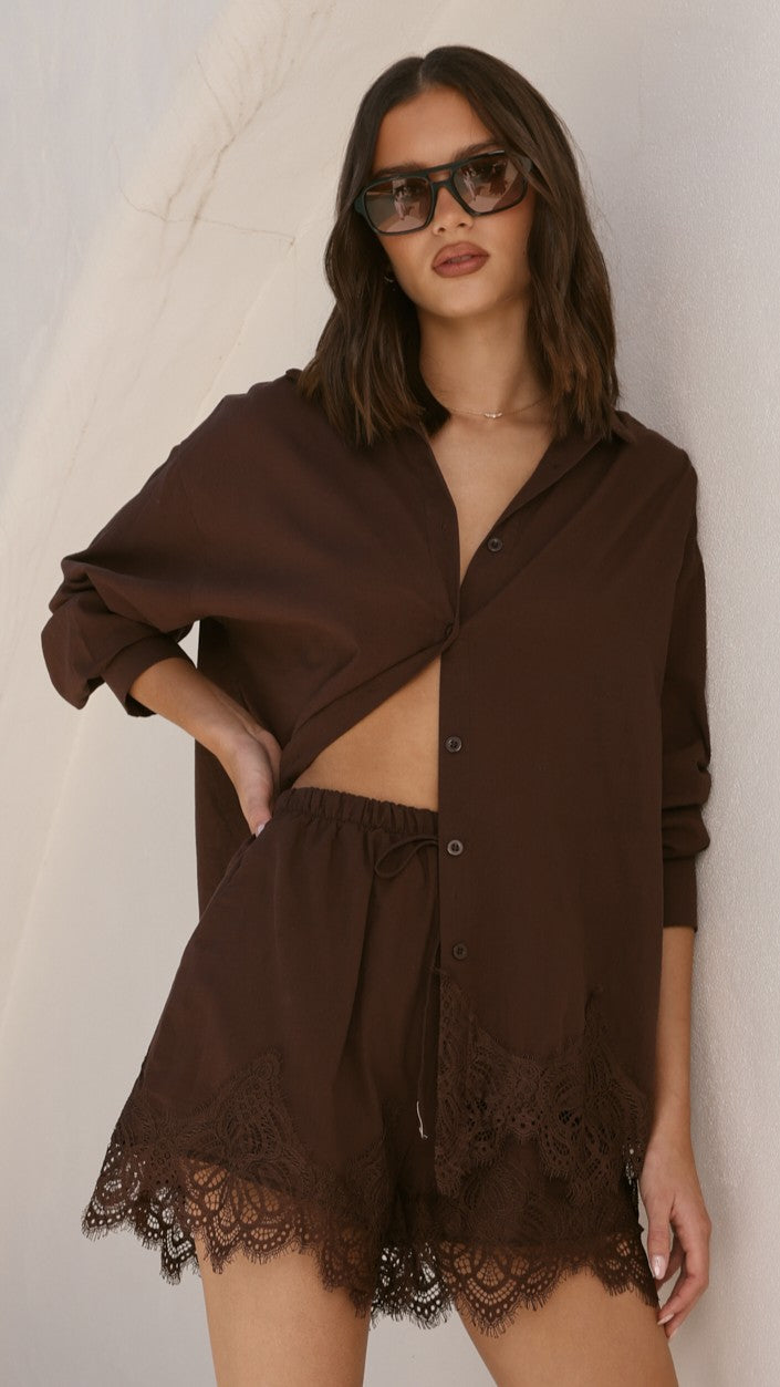 Aria Top and Shorts Set - Chocolate - Billy J