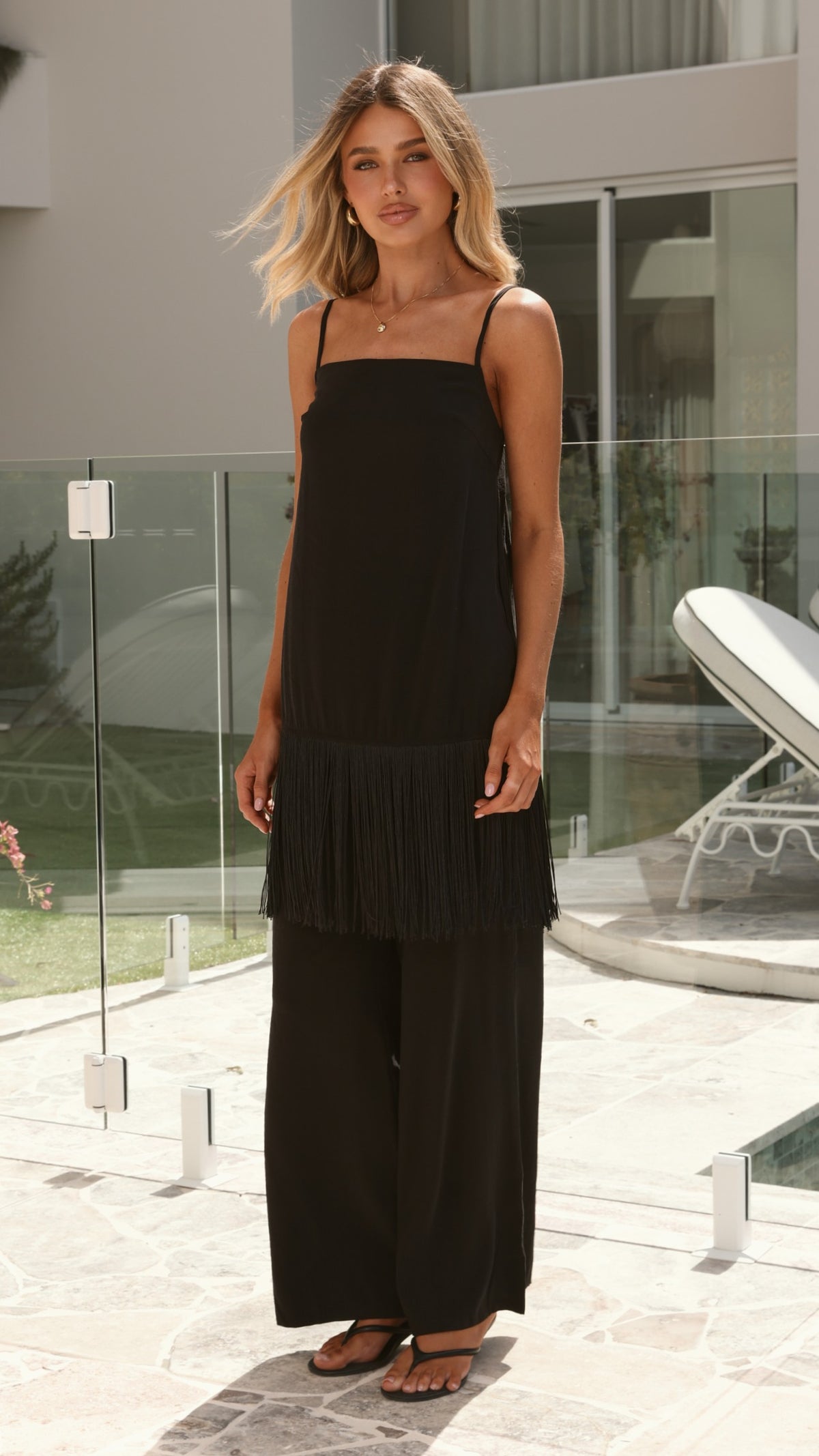 Mila Fringe Top - Black - Billy J