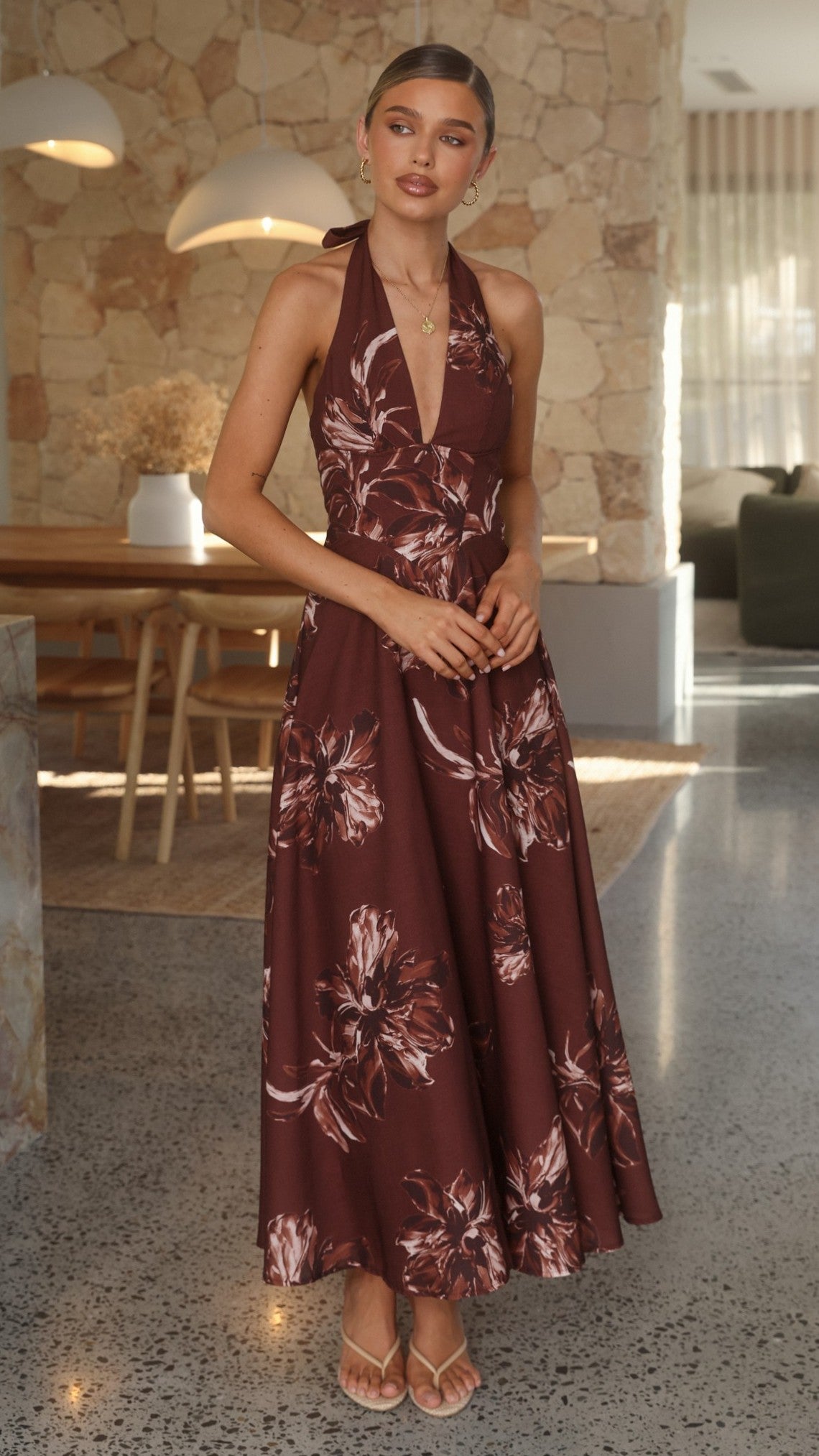 Skye Maxi Dress - Chocolate Flower - Billy J