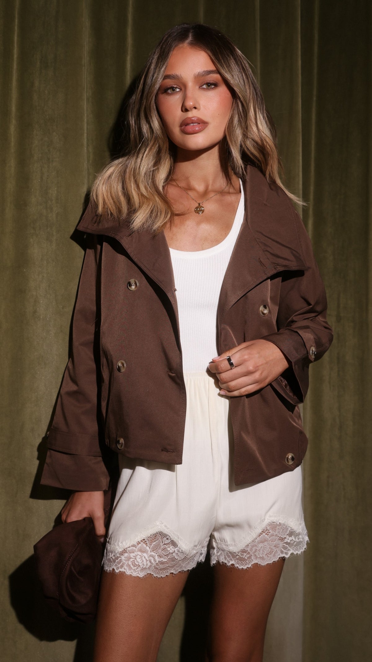 Jeanne Funnel Bomber Jacket - Chocolate - Billy J