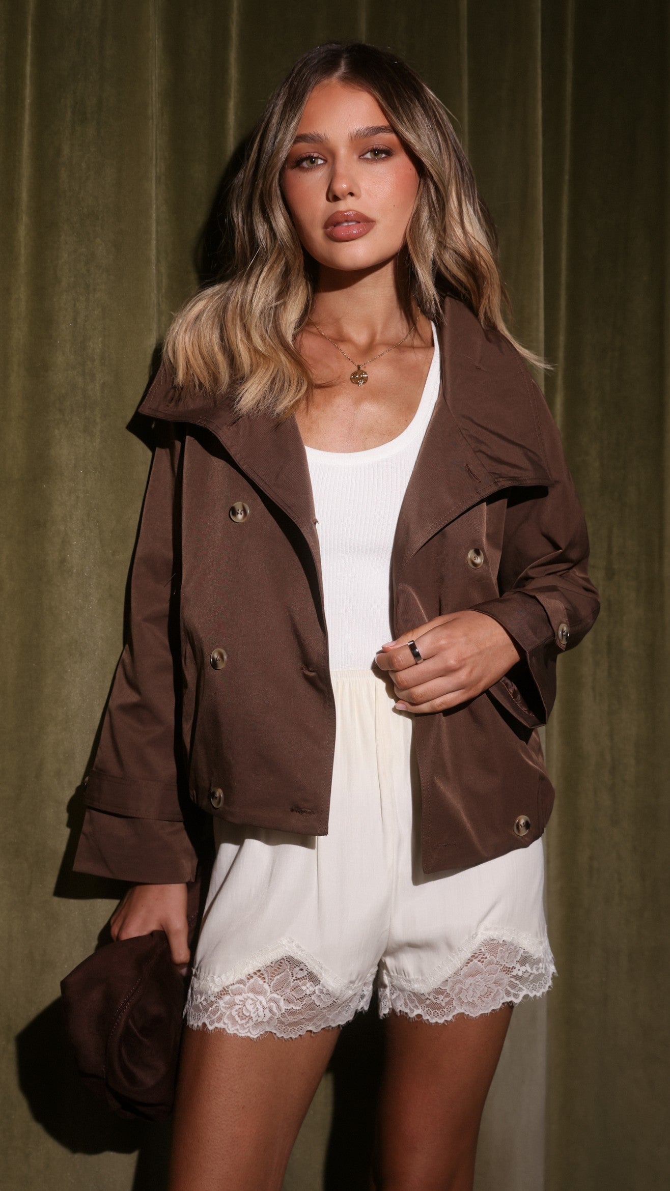 Jeanne Funnel Bomber Jacket - Chocolate - Billy J