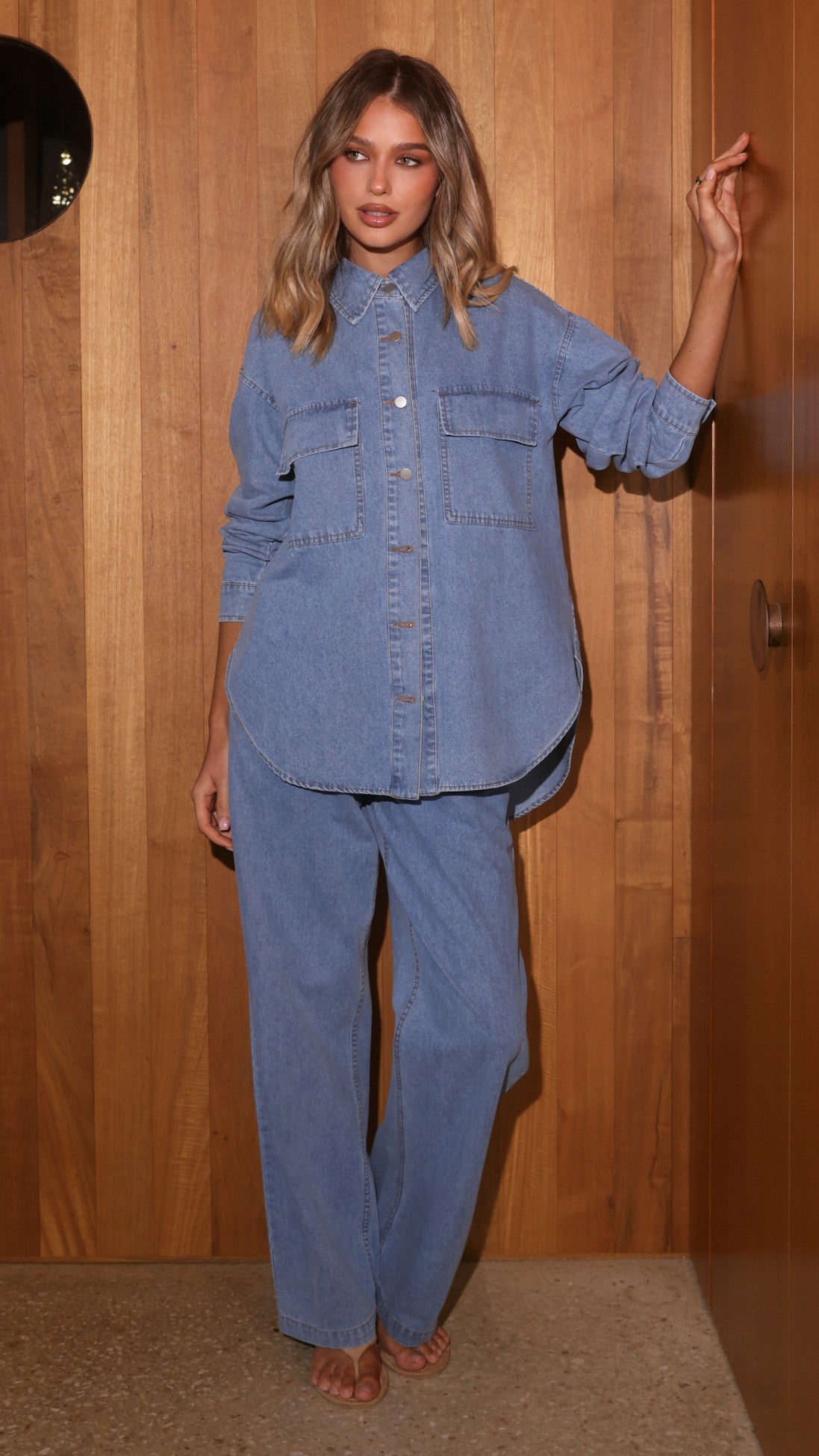 Zenia Long Sleeve Denim Shirt - Light Blue - Billy J