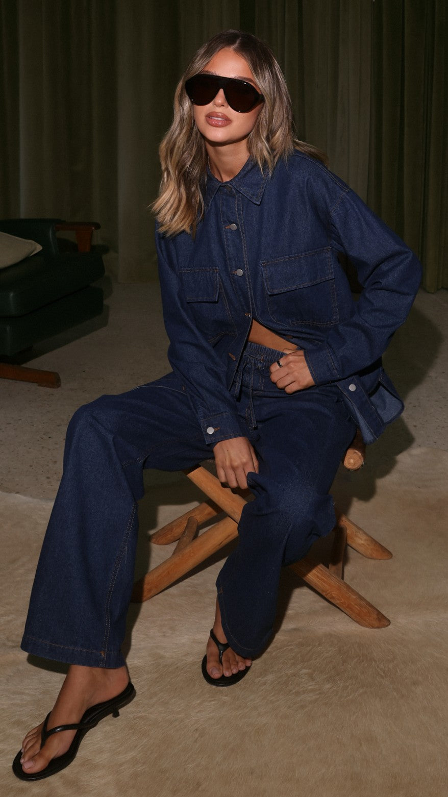 Zenia Long Sleeve Denim Shirt - Dark Blue - Billy J