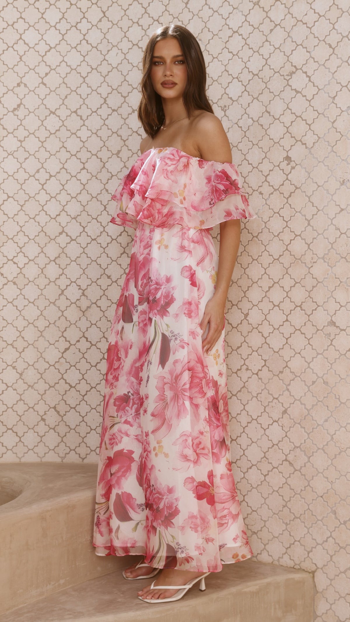 Adele Maxi Dress - Pink Floral - Billy J