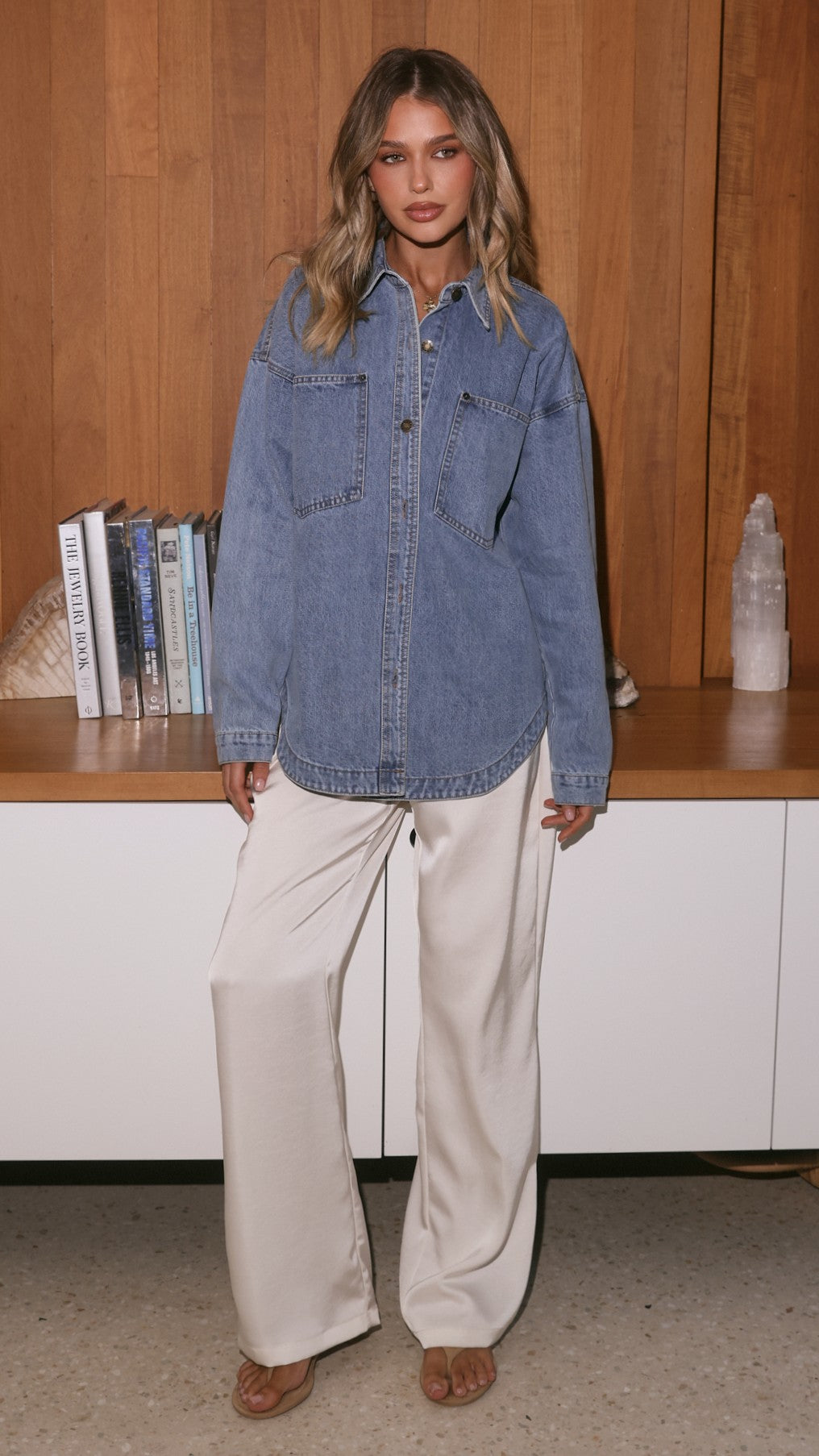Zaeliah Denim Oversized Shirt - Light Blue - Billy J