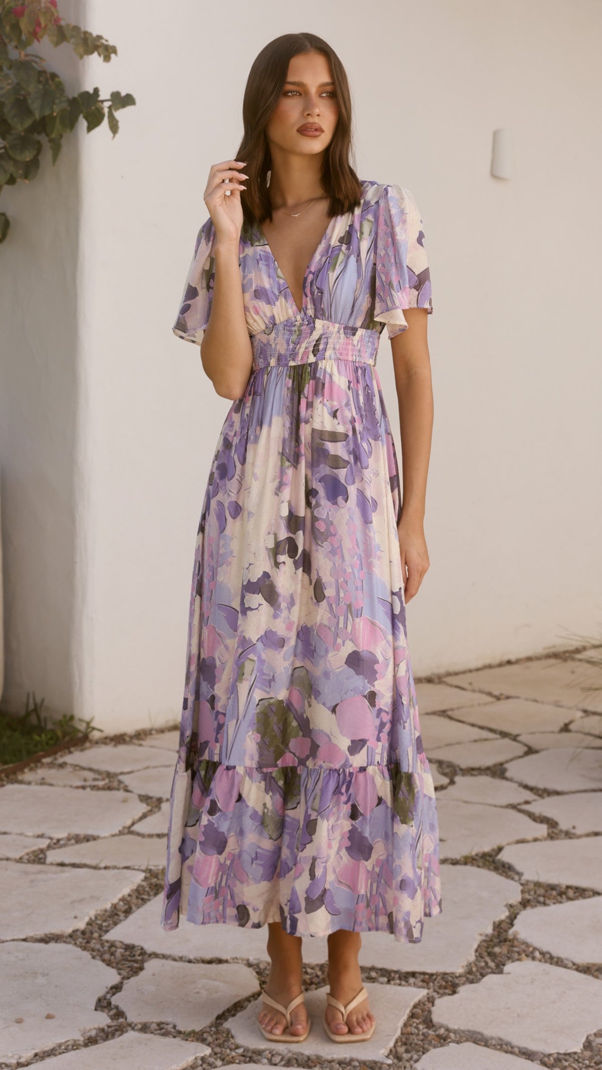 Ines Maxi Dress- Purple Print - Billy J