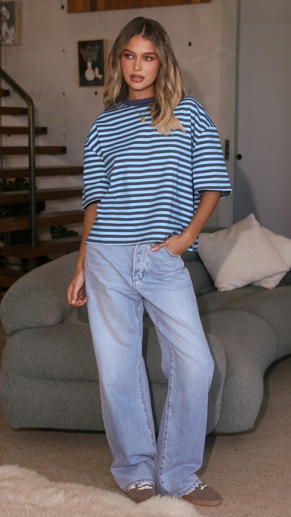 Paige Tee - Blue Stripe - Billy J