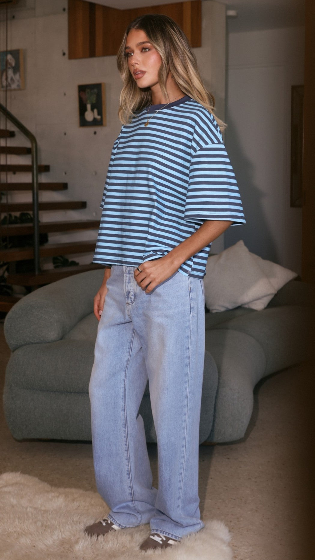 Paige Tee - Blue Stripe - Billy J