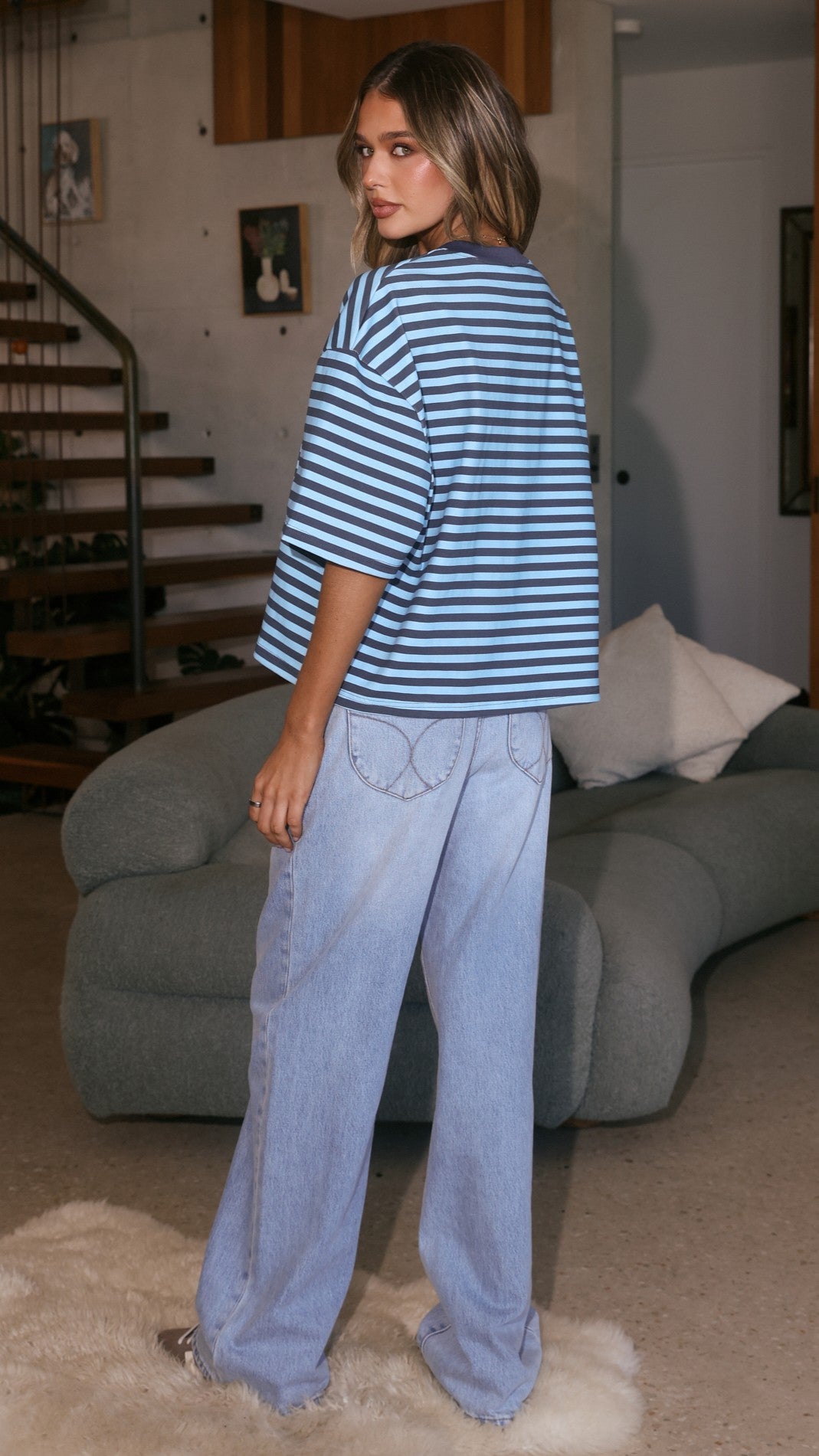 Paige Tee - Blue Stripe - Billy J