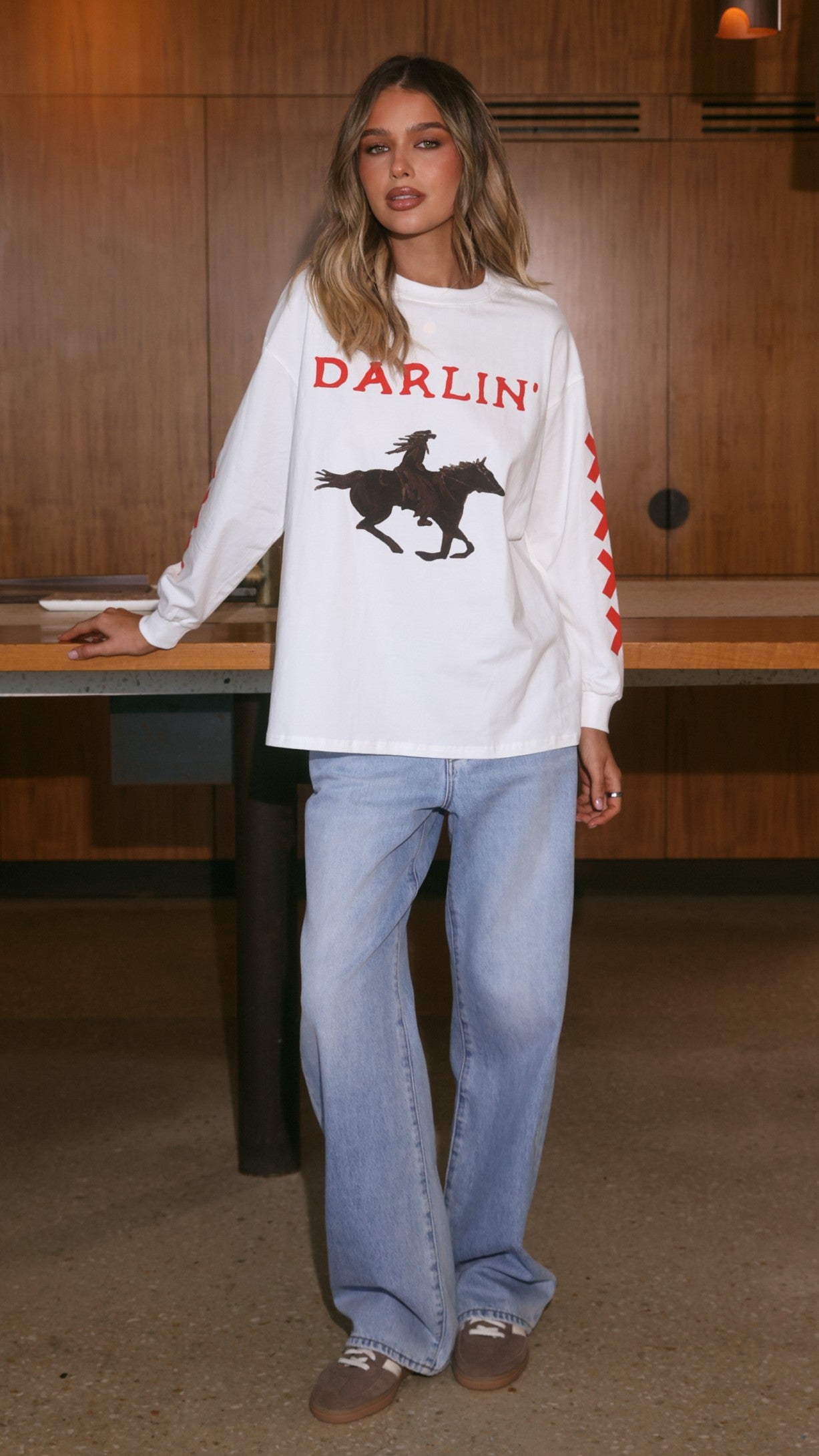 Darlin Long Sleeve T-Shirt - White - Billy J