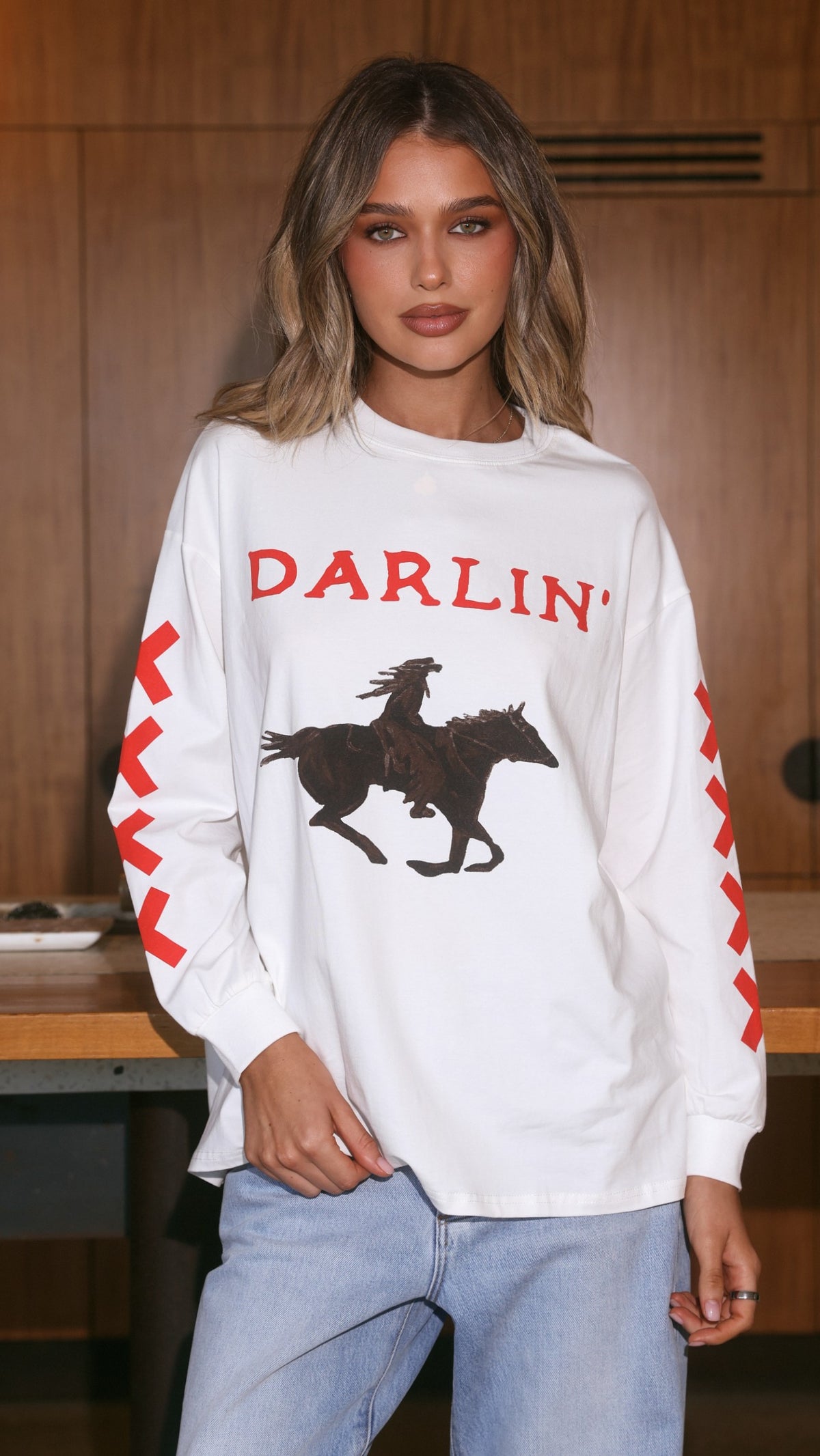 Darlin Long Sleeve T-Shirt - White - Billy J