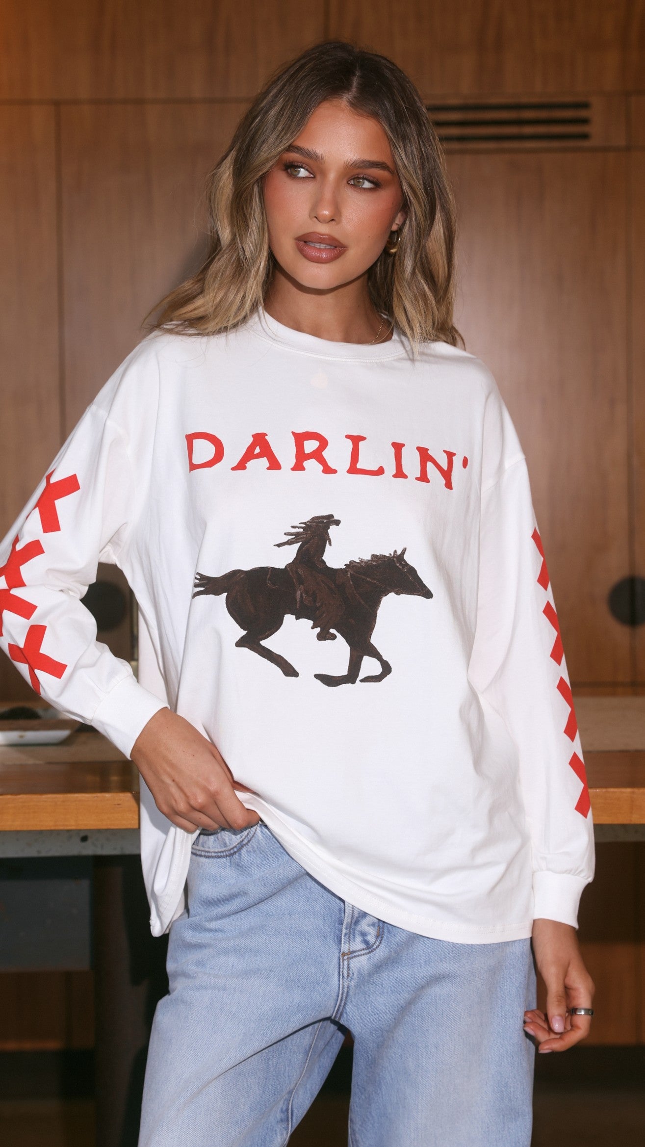 Darlin Long Sleeve T-Shirt - White - Billy J