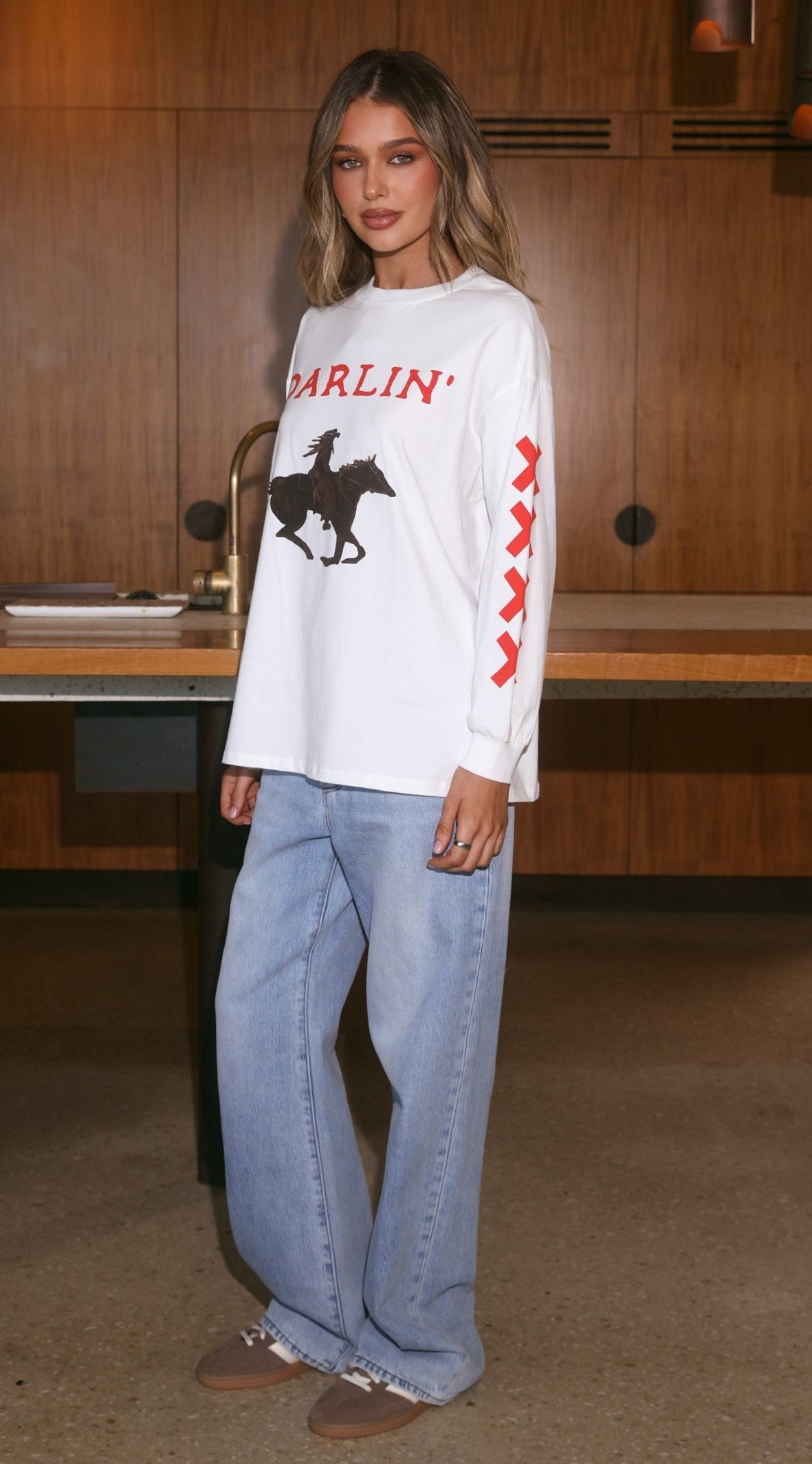 Darlin Long Sleeve T-Shirt - White - Billy J