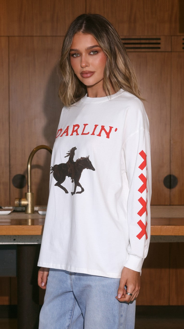 Darlin Long Sleeve T-Shirt - White - Billy J