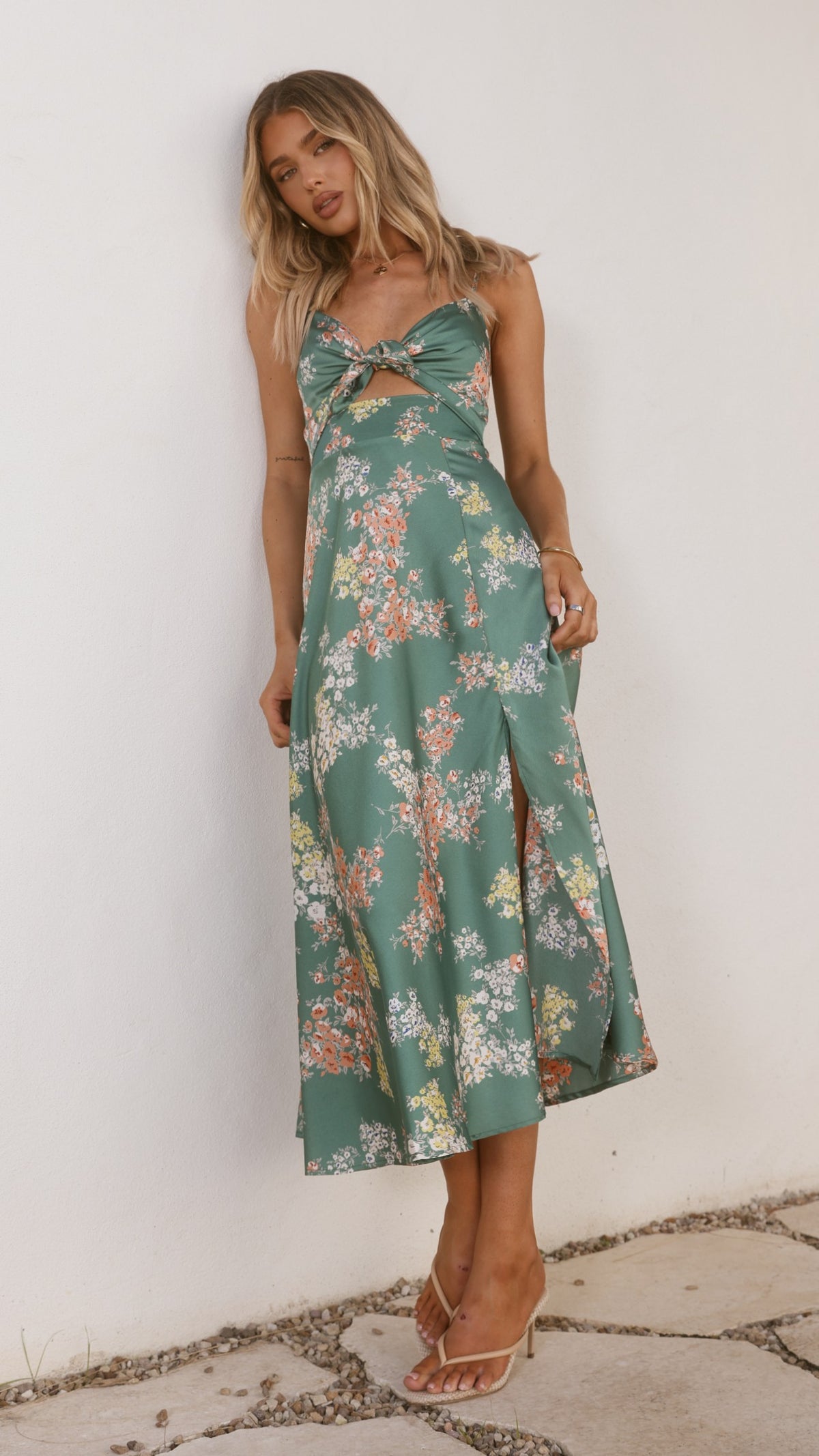Dreamers Midi Dress - Green Floral - Billy J