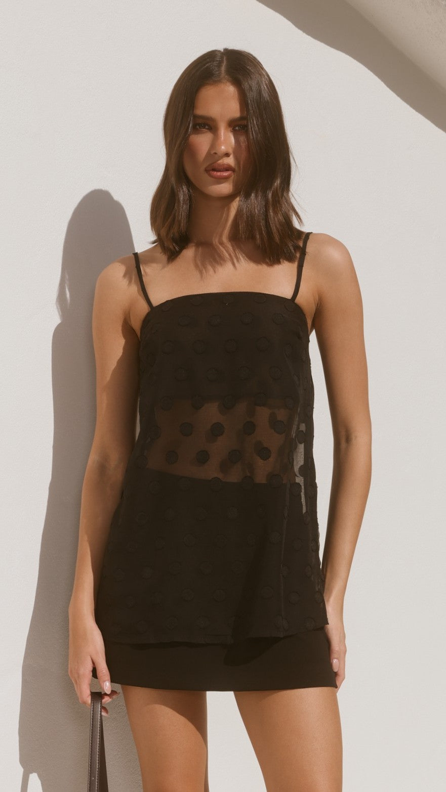 Rubi Semi Sheer Top - Black Spot - Billy J