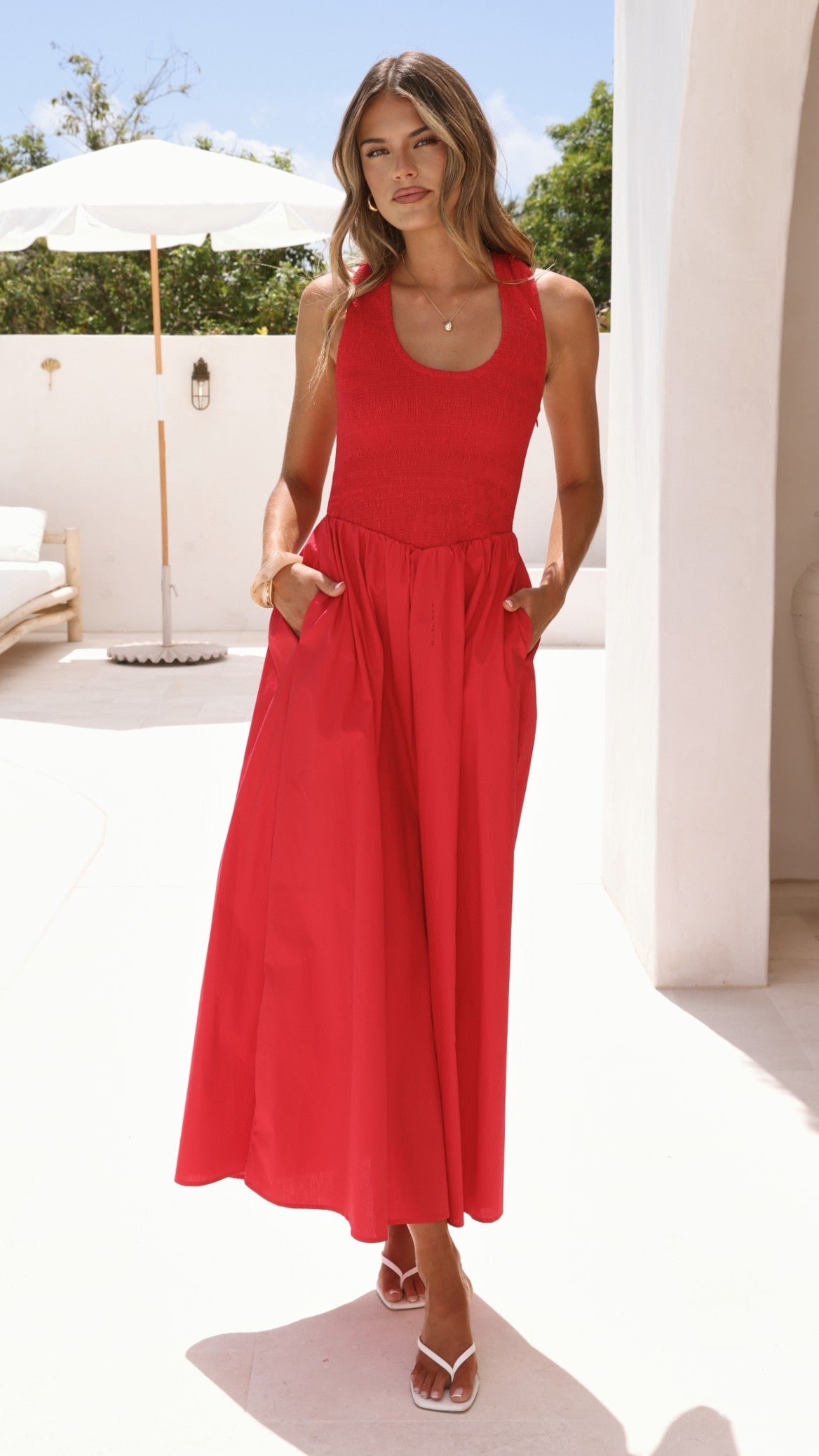 Maia Maxi Dress - Red - Billy J