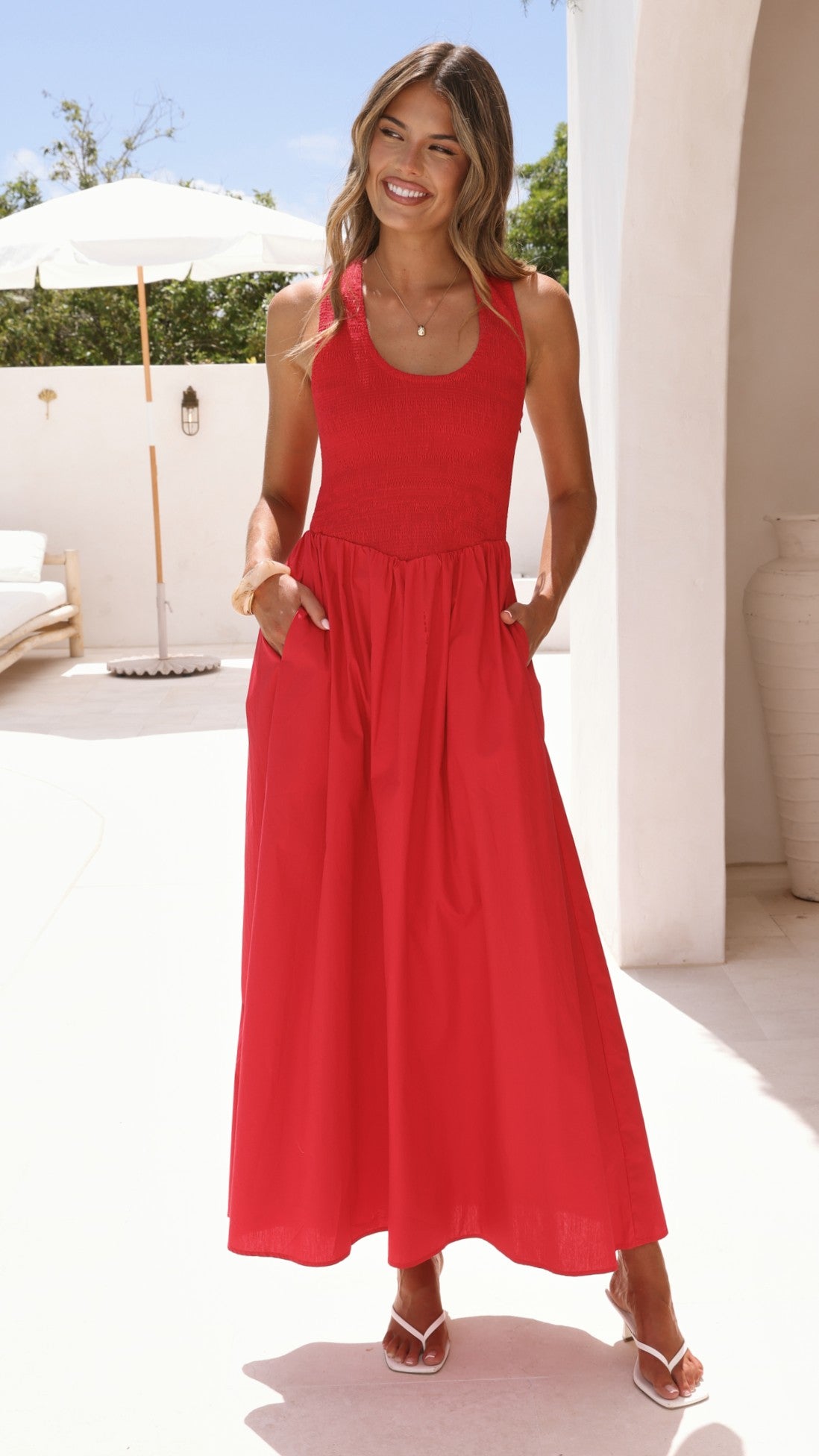 Maia Maxi Dress - Red - Billy J