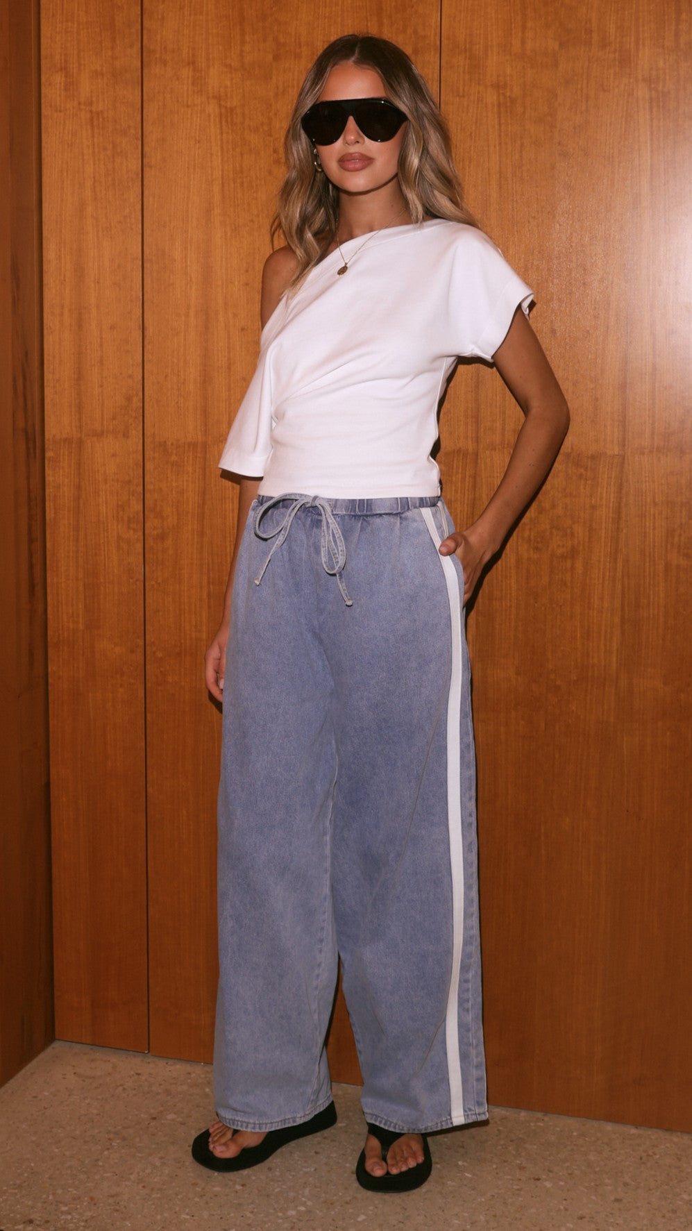 Jazlyn Denim Pants - Light Blue/White - Billy J