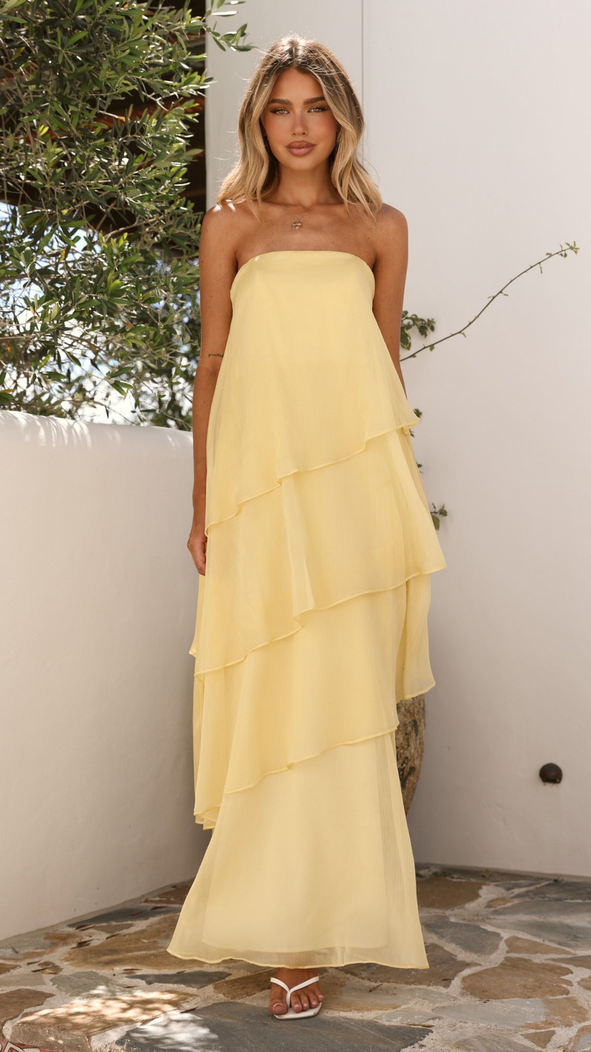Daisie Strapless Maxi Dress - Yellow - Billy J