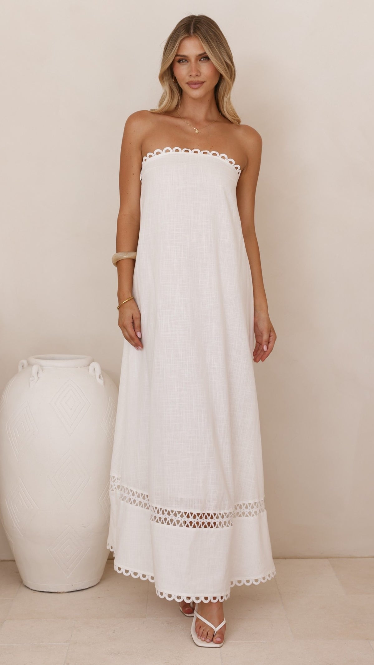 Sandra Maxi Dress - White - Billy J