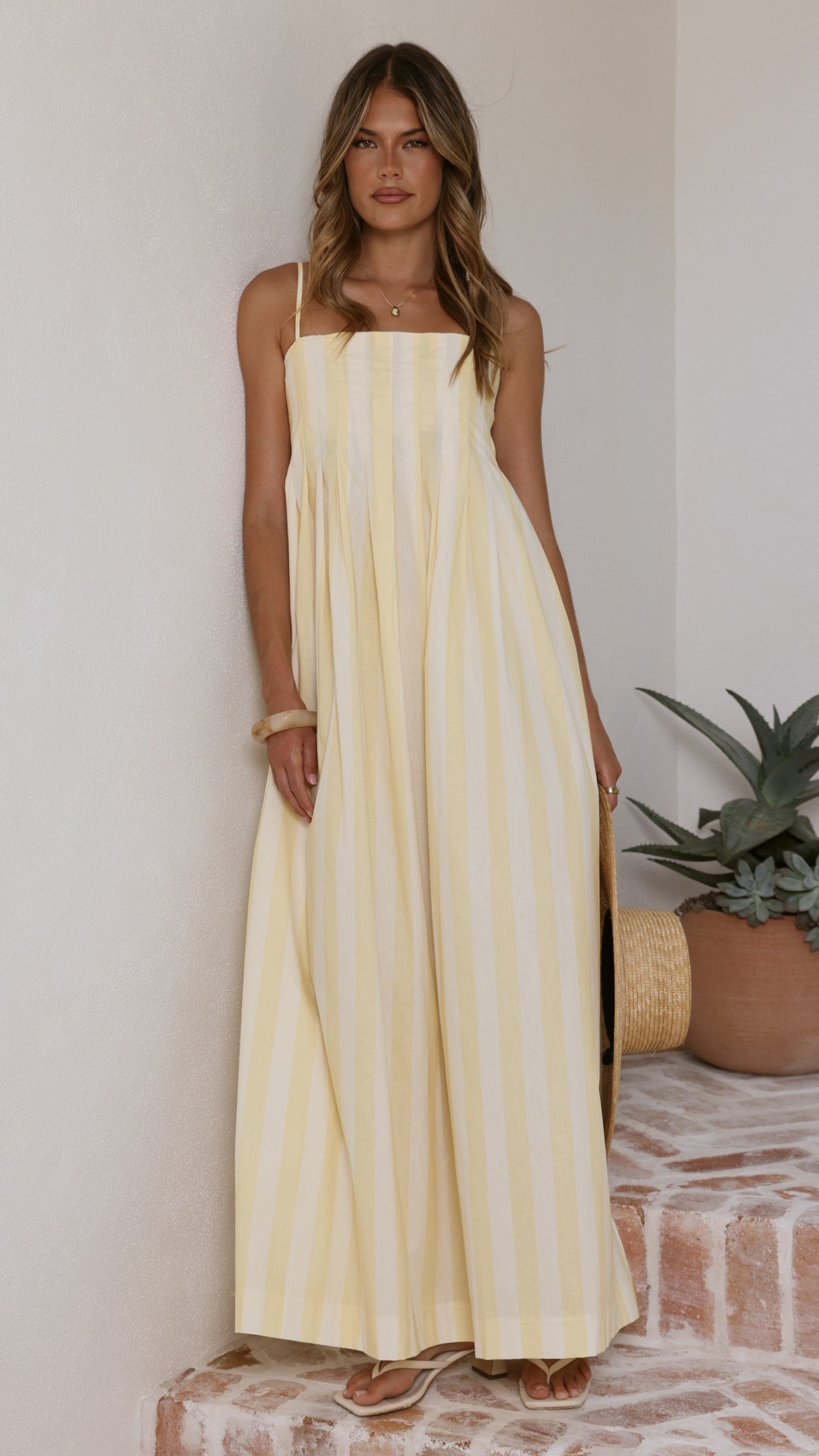 Pippa Maxi Dress - Yellow Stripe - Billy J