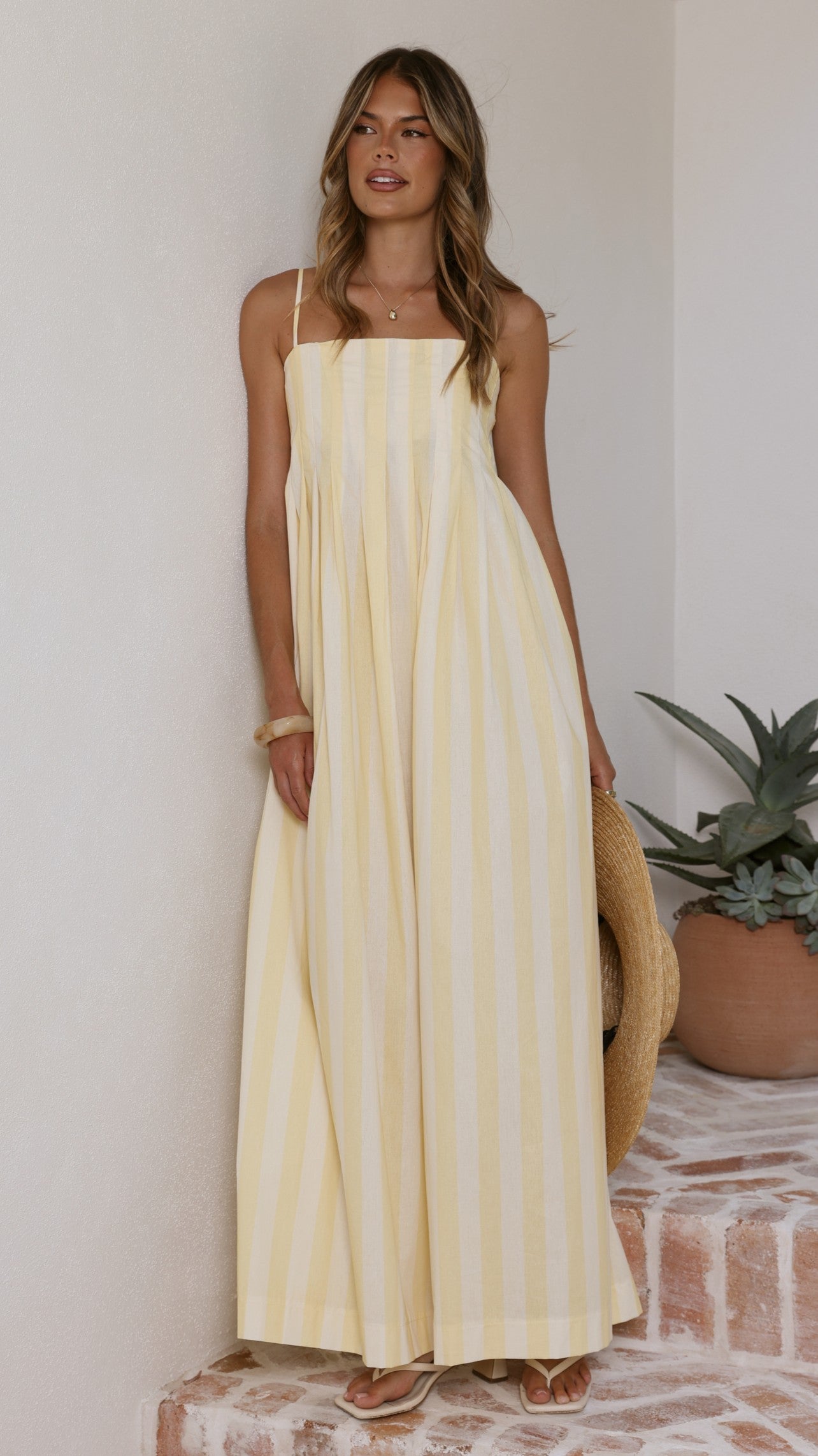 Pippa Maxi Dress - Yellow Stripe - Billy J