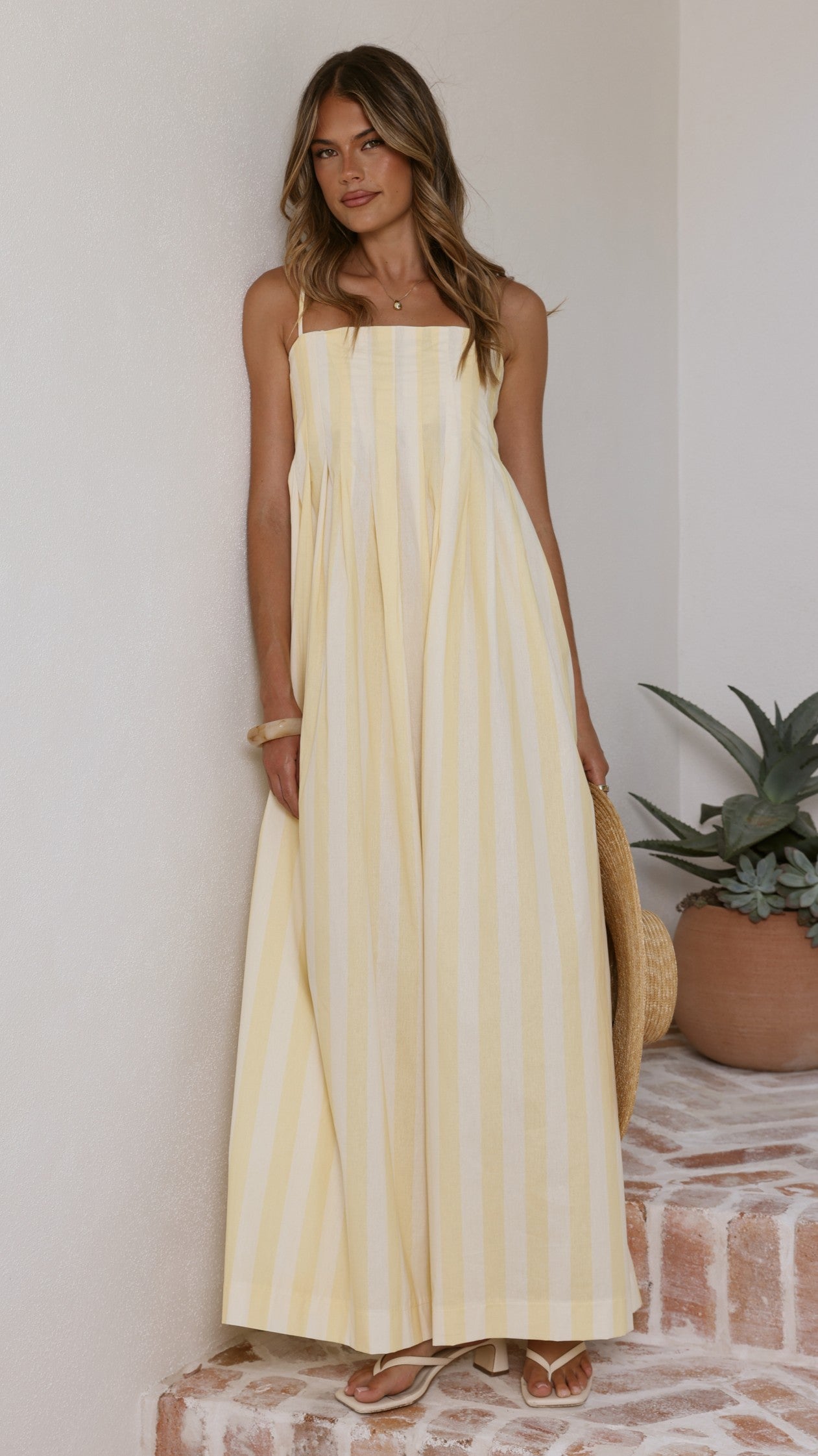 Pippa Maxi Dress - Yellow Stripe - Billy J