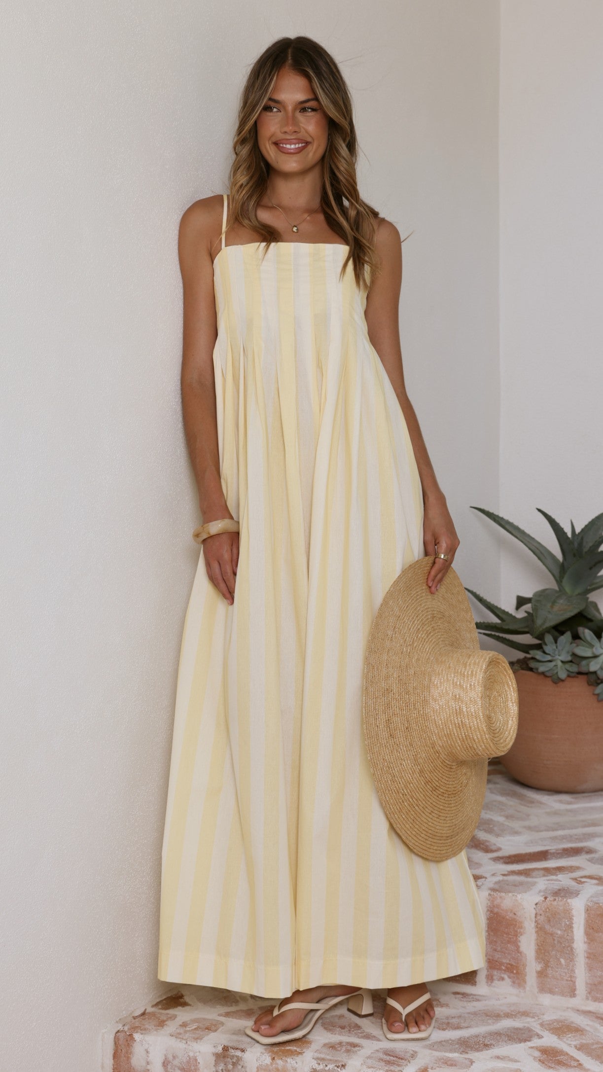 Pippa Maxi Dress - Yellow Stripe - Billy J
