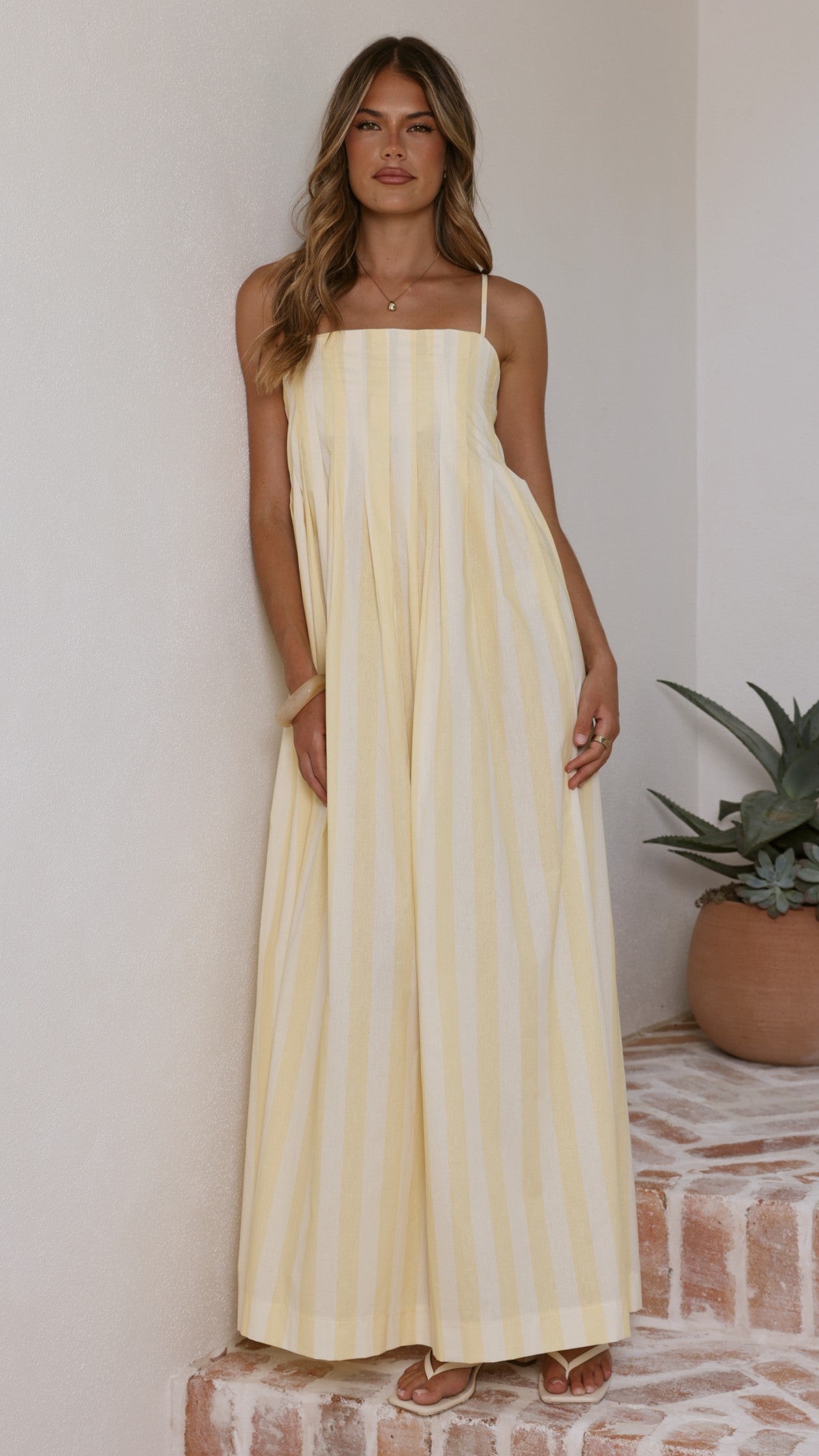 Pippa Maxi Dress - Yellow Stripe - Billy J