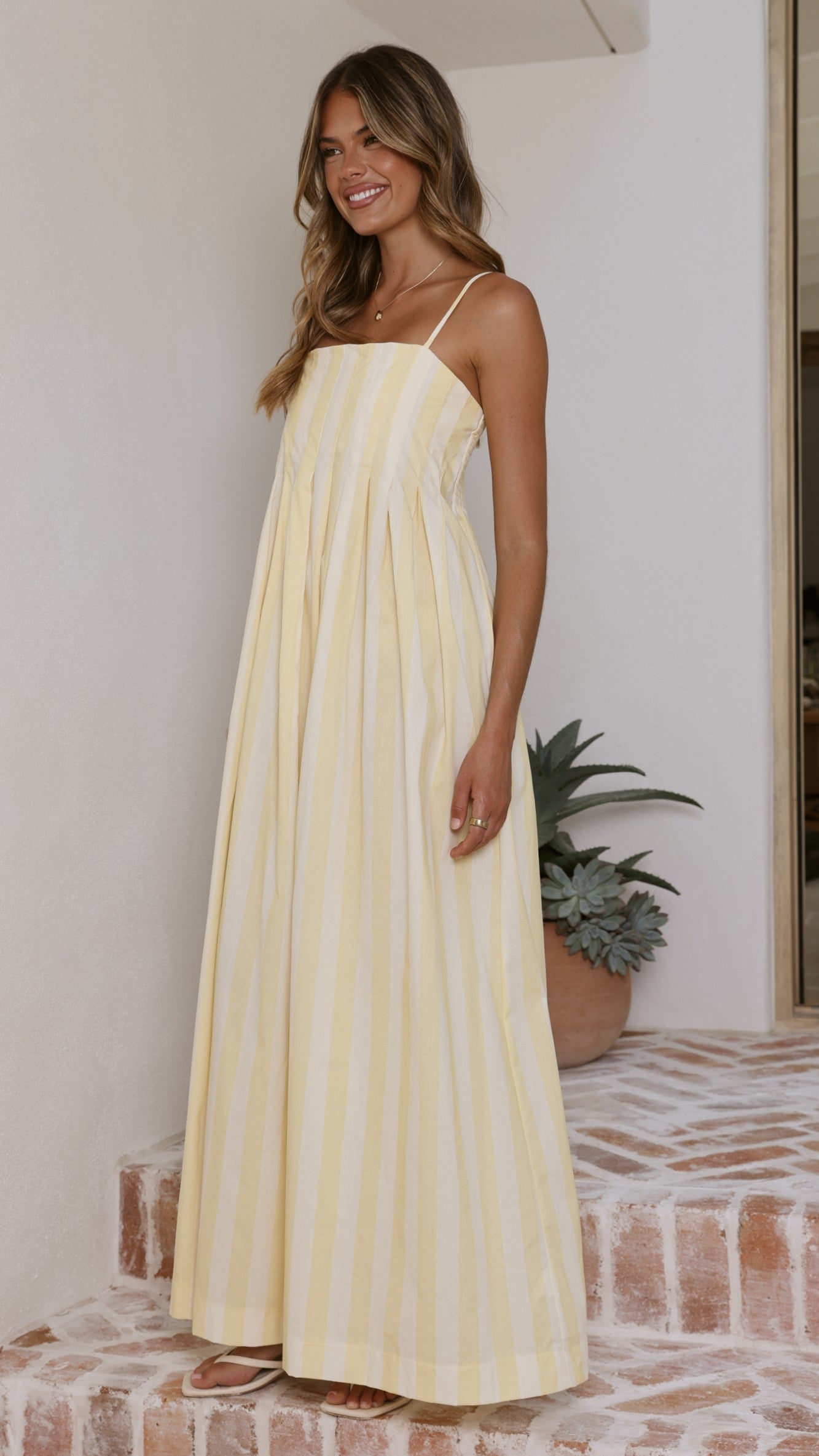 Pippa Maxi Dress - Yellow Stripe - Billy J
