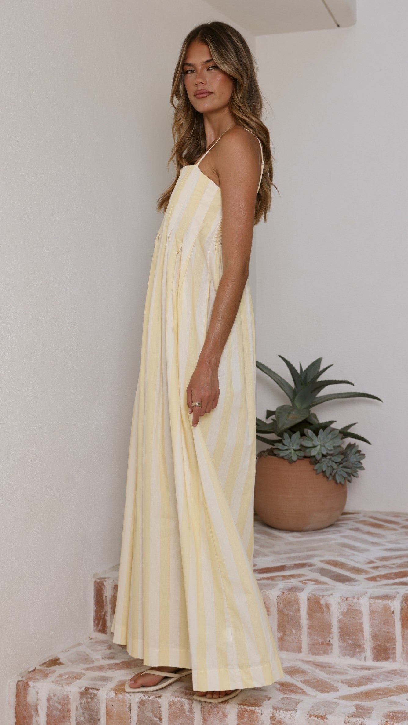 Pippa Maxi Dress - Yellow Stripe - Billy J