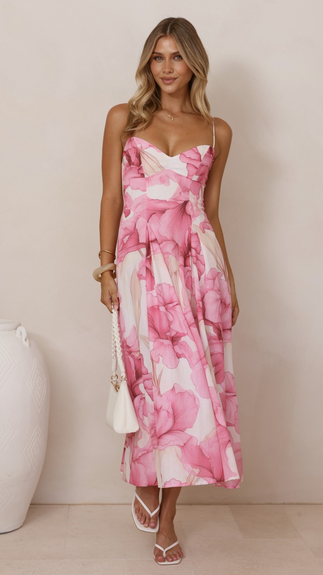 Dallas Midi Dress - Pink Floral - Billy J