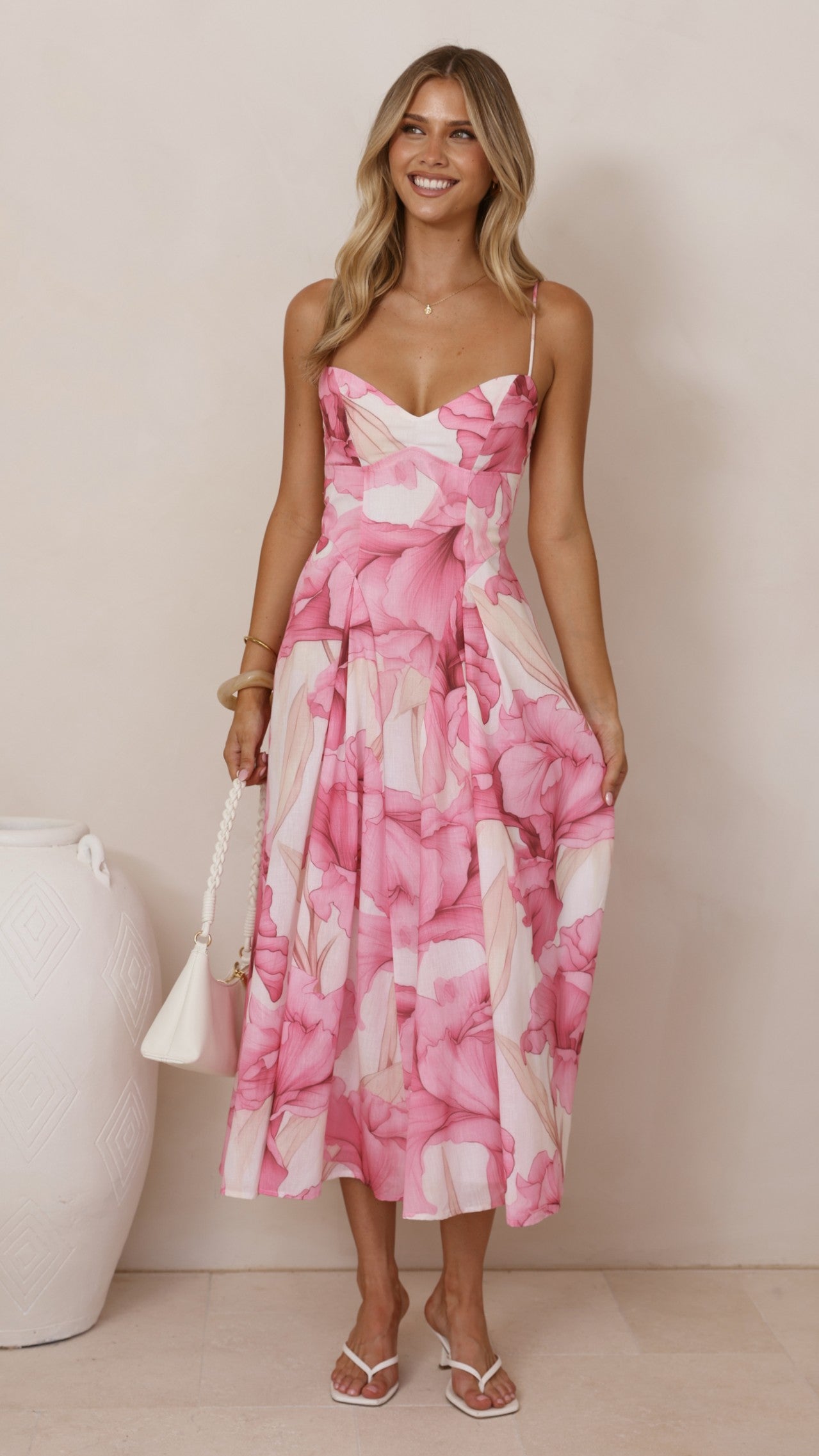 Dallas Midi Dress - Pink Floral - Billy J