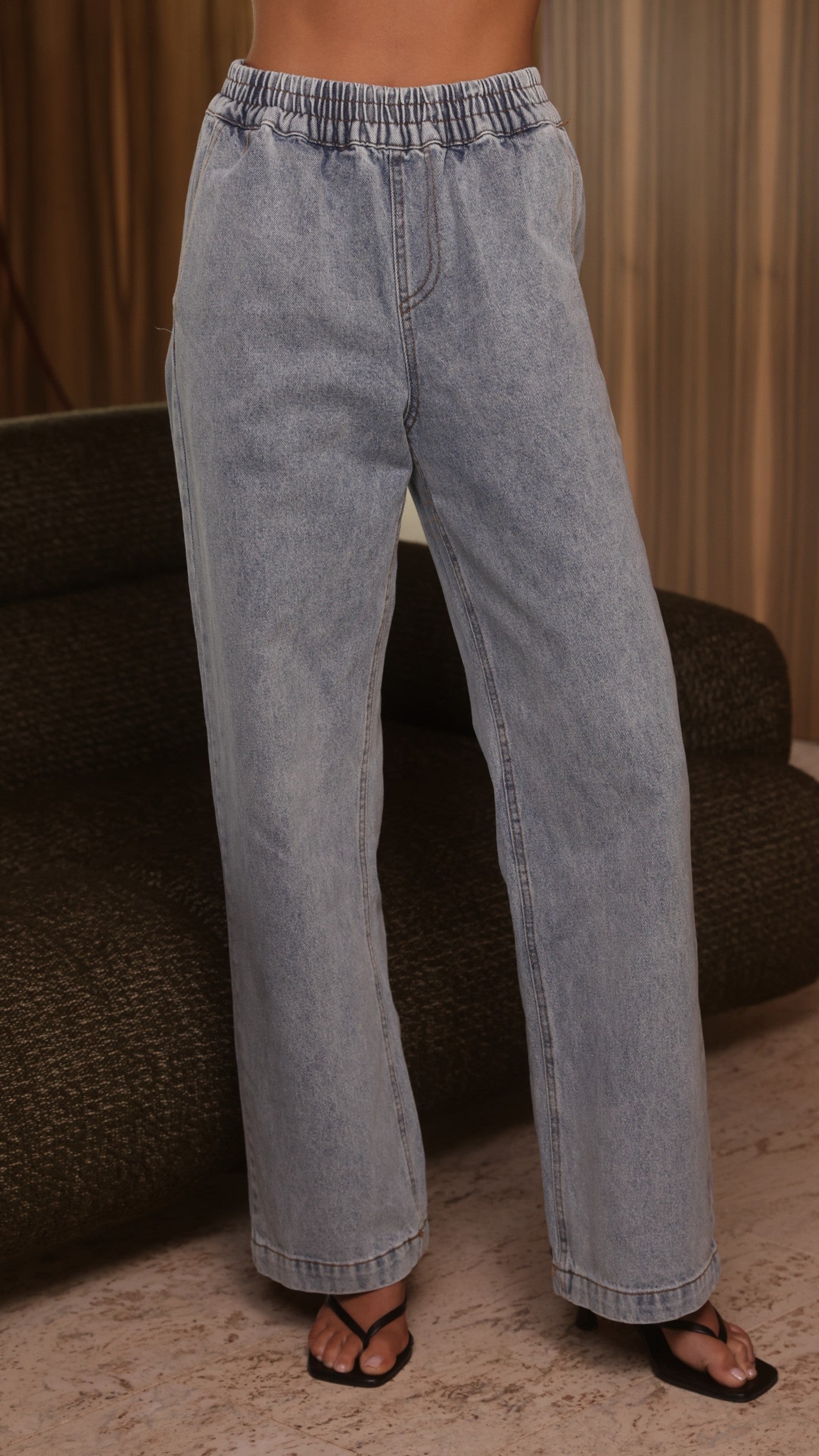 Zina Denim Pants - Mid Blue - Billy J