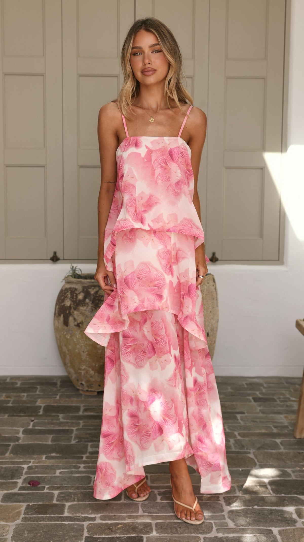 Oaklee Maxi Dress - Pink Floral - Billy J