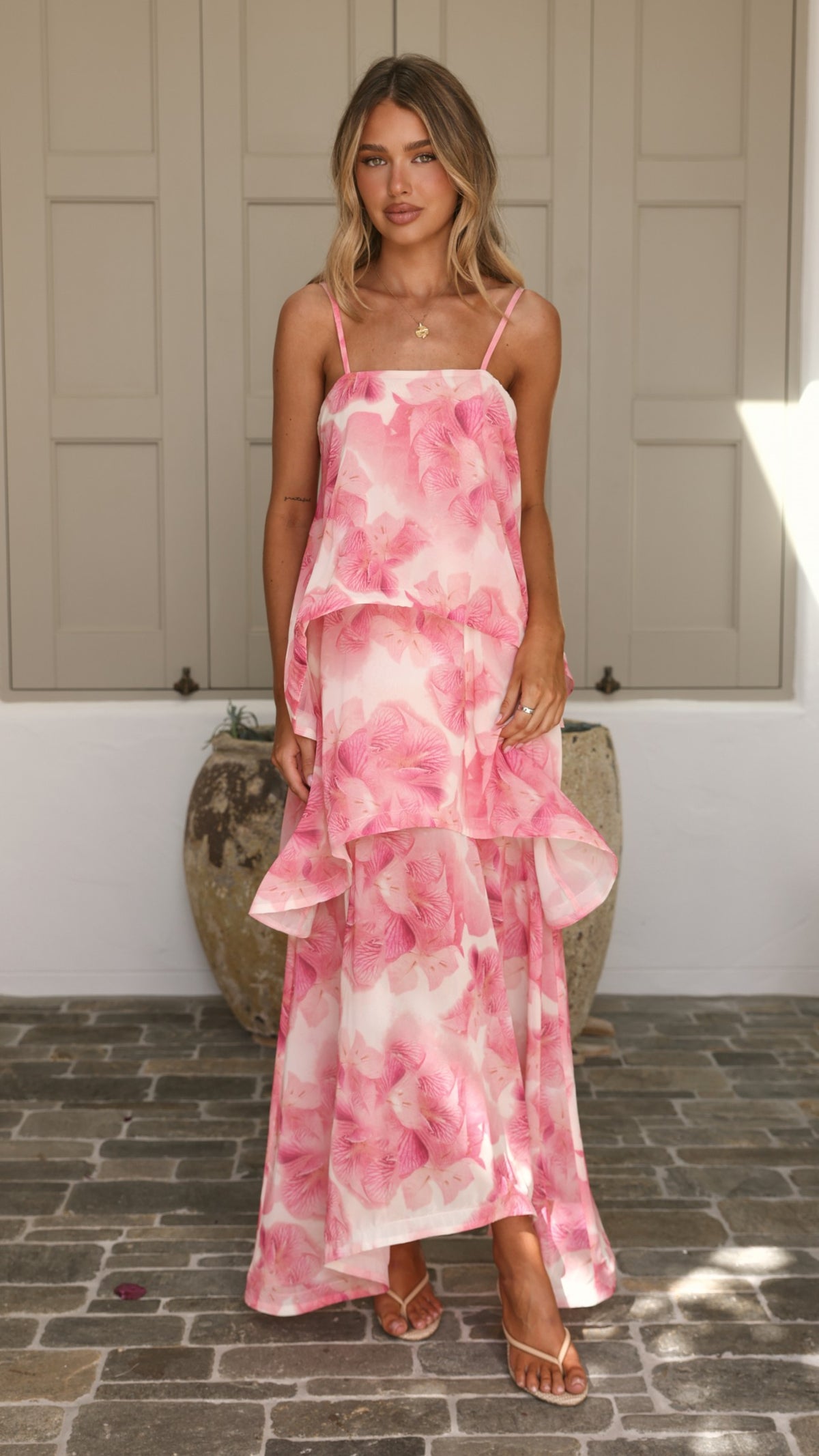 Oaklee Maxi Dress - Pink Floral - Billy J