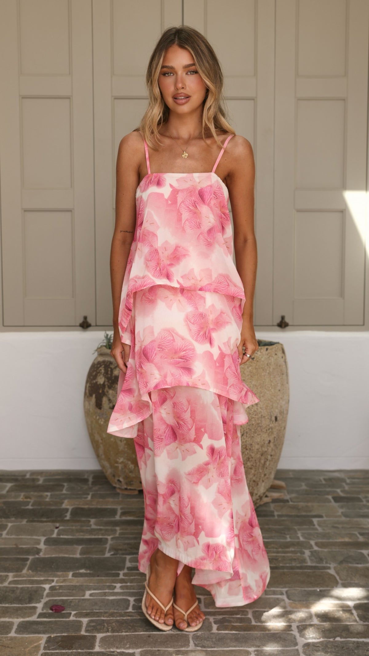Oaklee Maxi Dress - Pink Floral - Billy J
