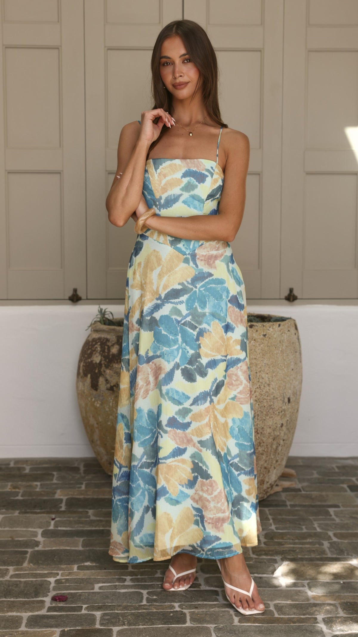 Mylee Maxi Dress - Blue/Yellow Floral - Billy J