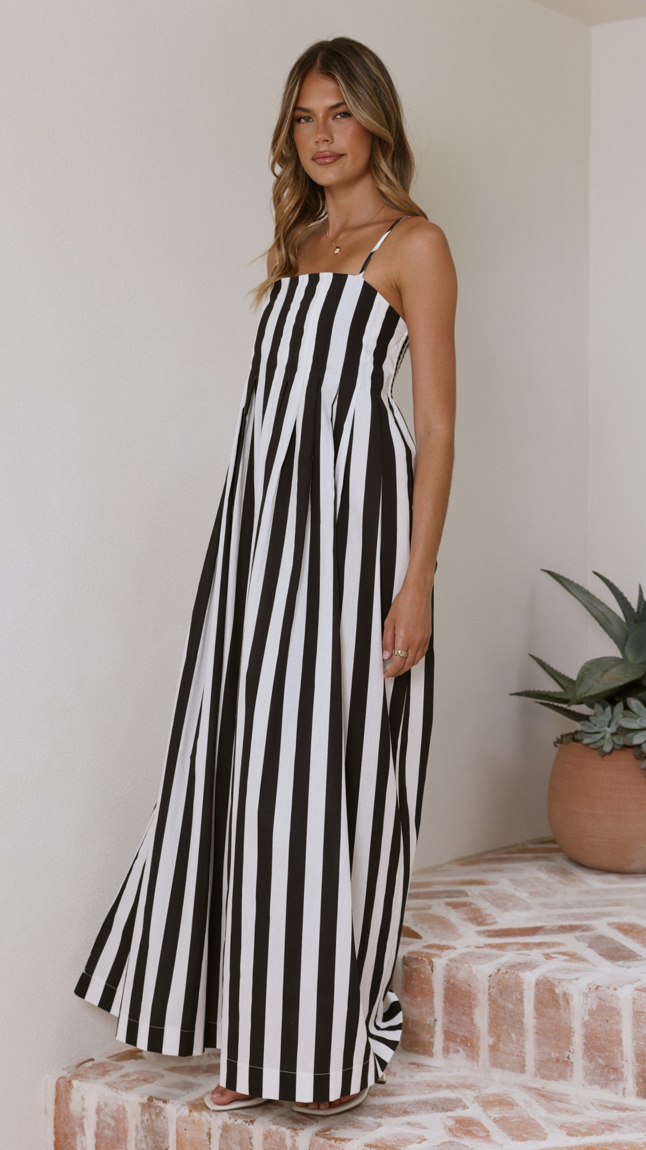 Pippa Maxi Dress - Black Stripe - Billy J