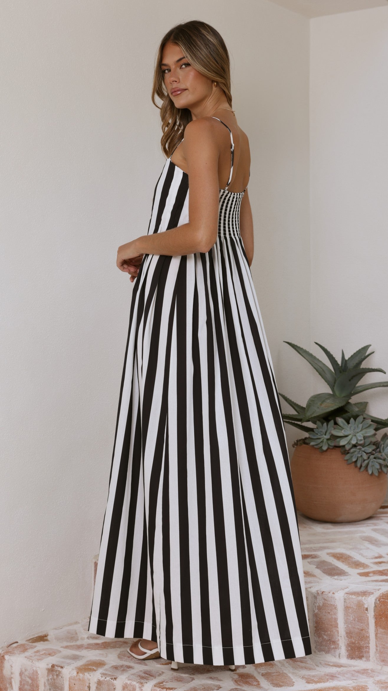 Pippa Maxi Dress - Black Stripe - Billy J